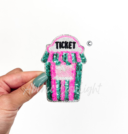 Preppy Pink Glitter Fair Ticket Booth ©️ Sequin Patch