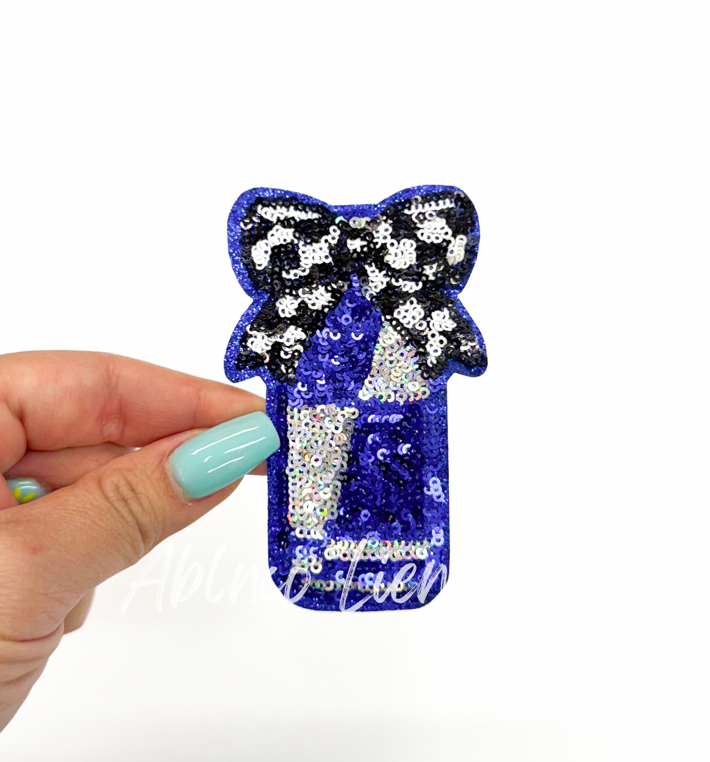 Energy Drink Race Checkered Bow Sequins Patch - Small