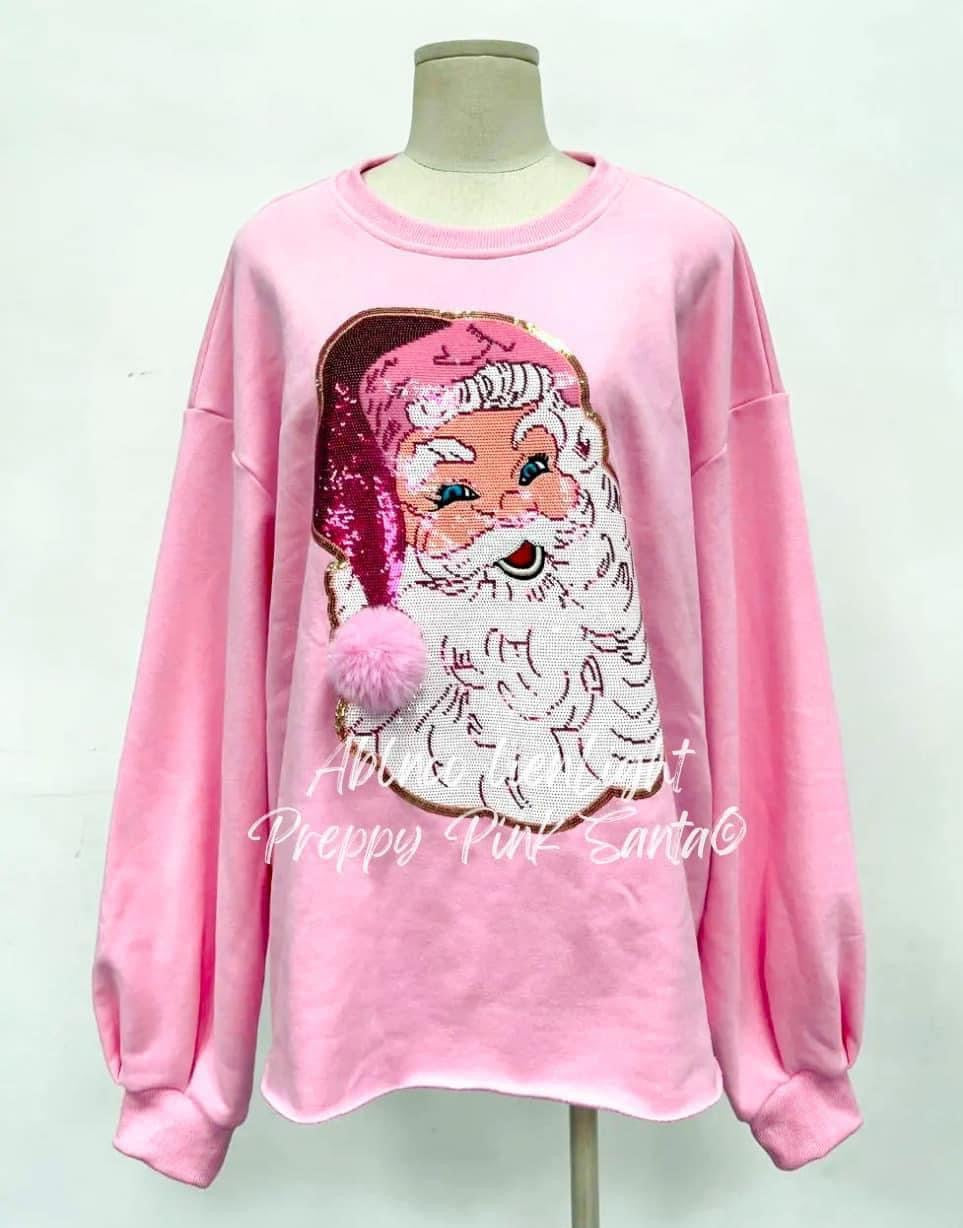 Sparkles Sequins Preppy Pink Santa Light Pink Sweatshirt