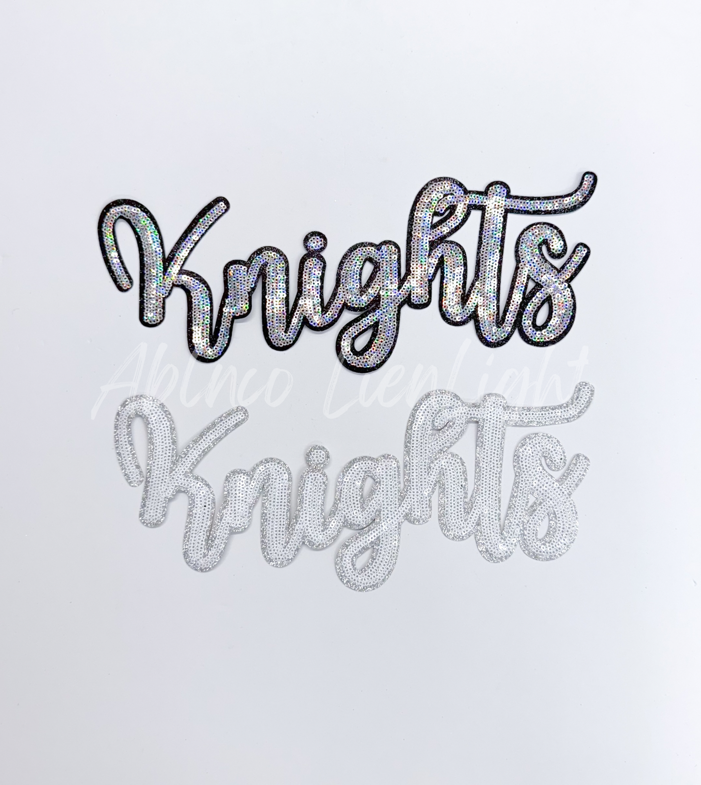 Knights Cursive Letter Mascot Gameday Sequins Patch