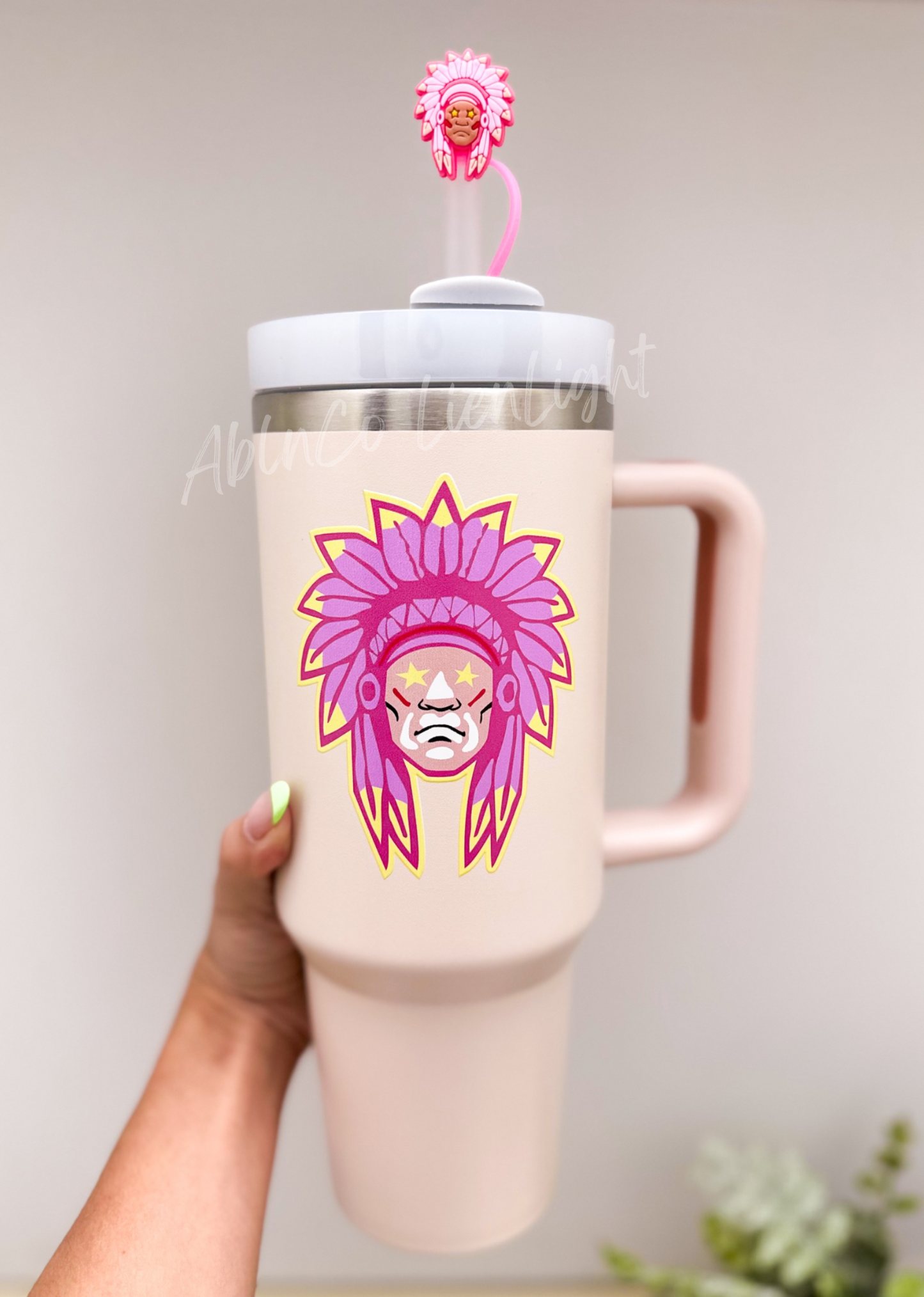 Preppy Pink Mascot™ Indian 40oz Quencher Tumbler