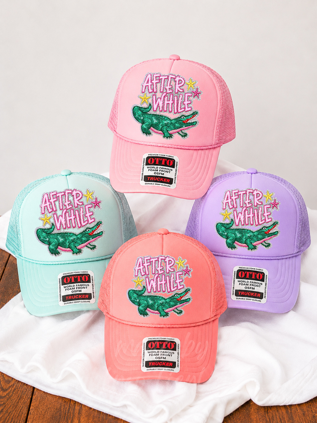 After While Summer Sequin Patch Otto Trucker Hat