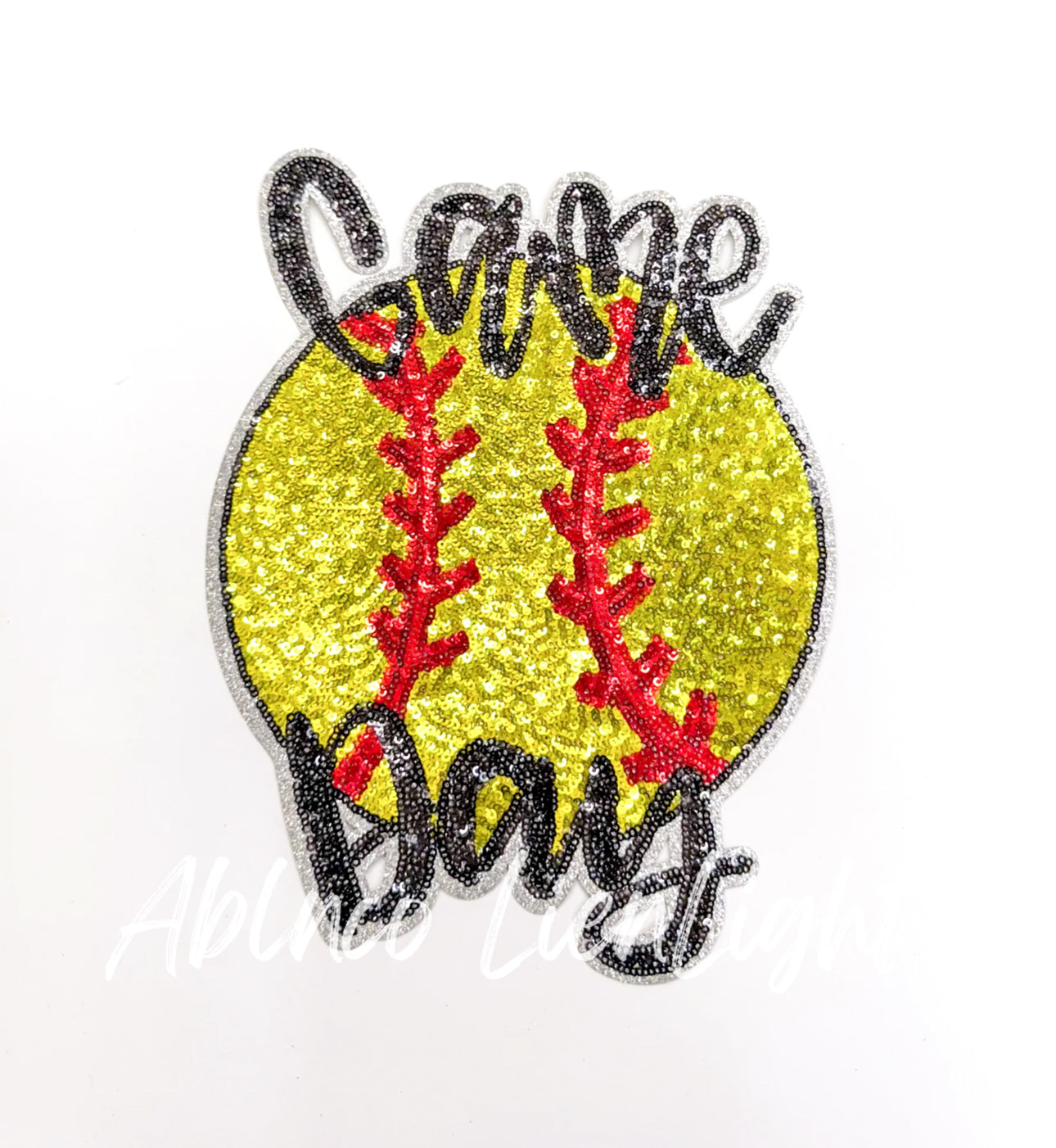 Game Day Softball Embroidery Sequin Patch - Large