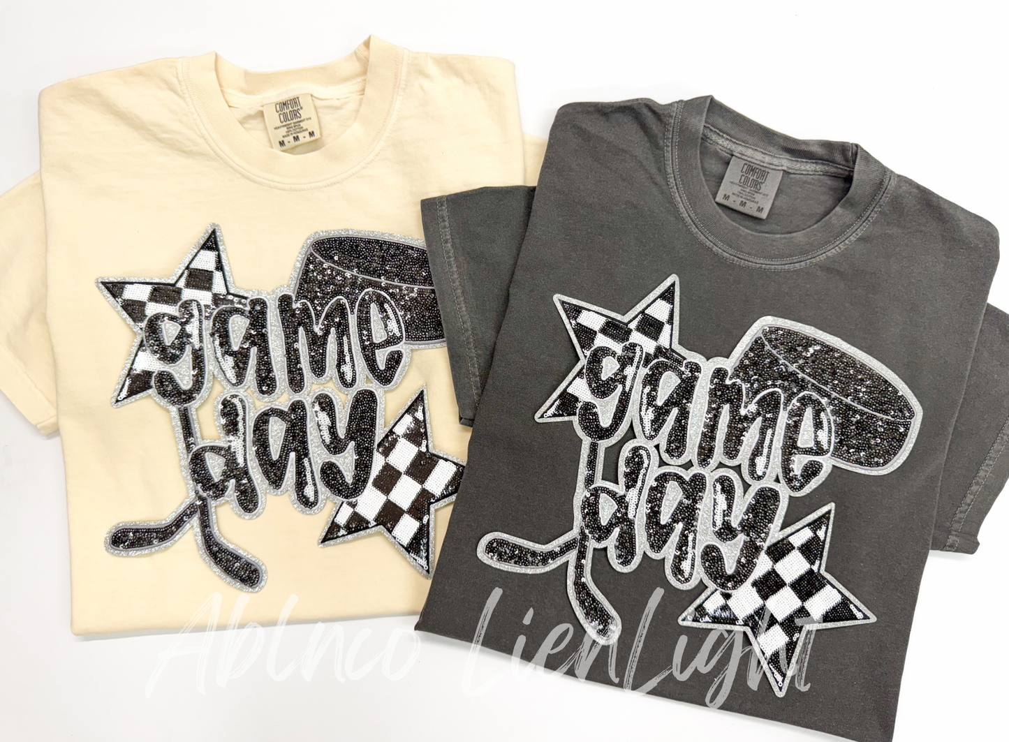 Ice Hockey Gameday Patch Sequins Tshirt