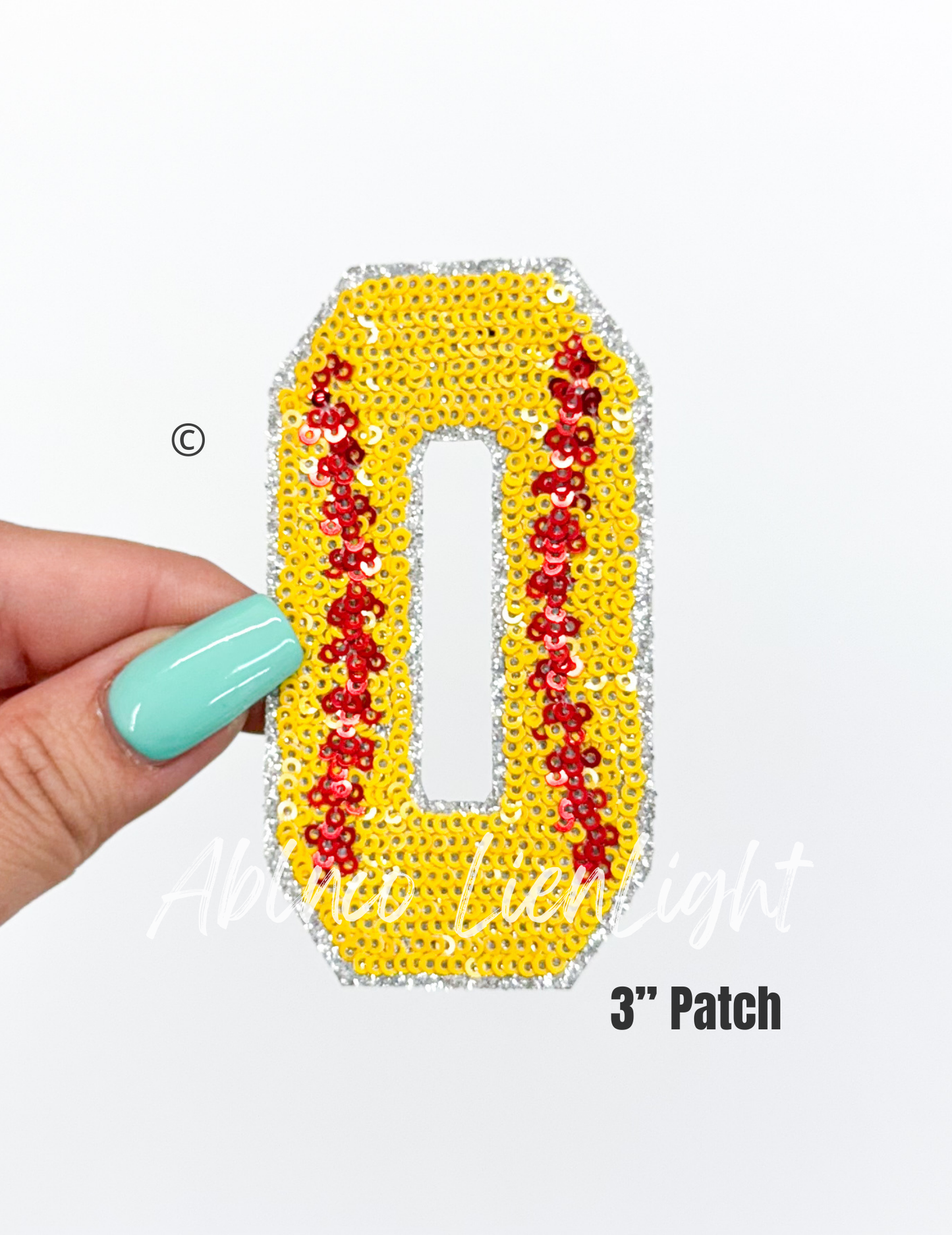 Sequin Softball Numbers Patch - Small