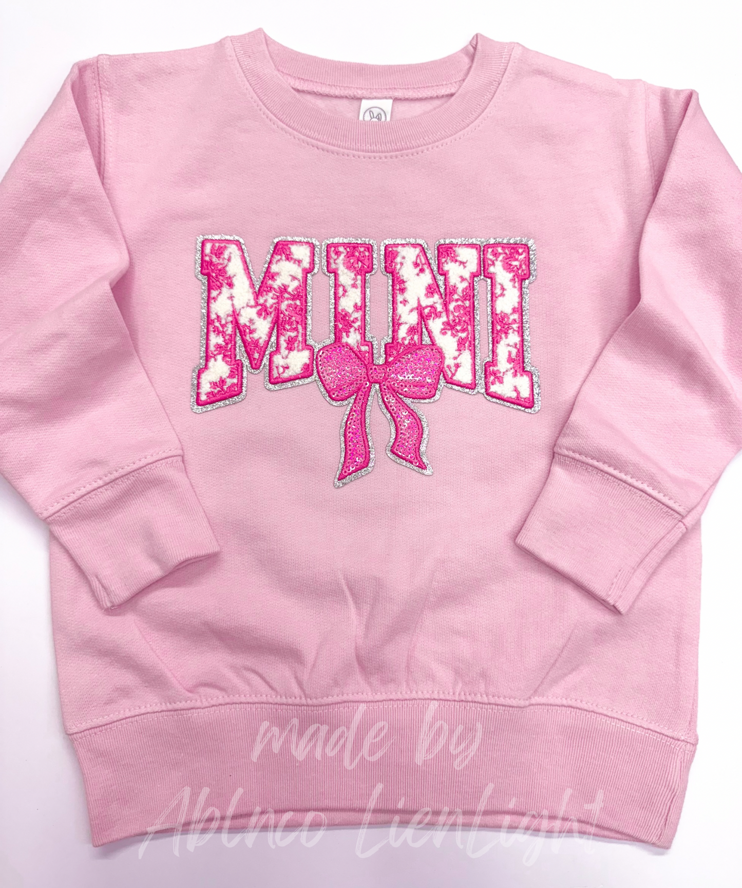 Pink Floral Grand Millennial Mini Bow Sequins Chenille Patch
