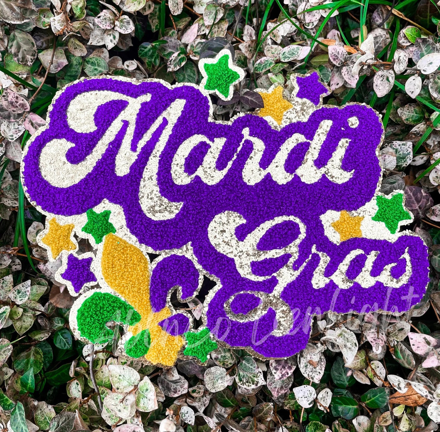 Mardi Gras Gold Glitter Chenille Patch