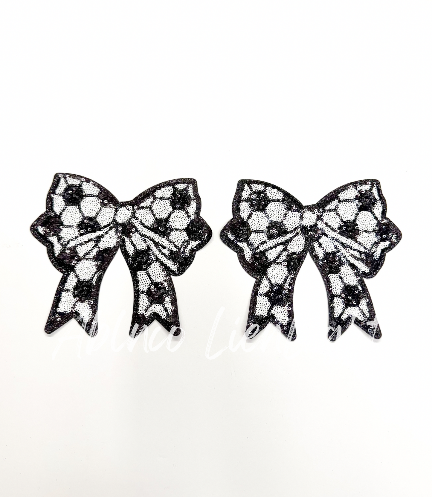 Soccer Sequins Side Bows Patch