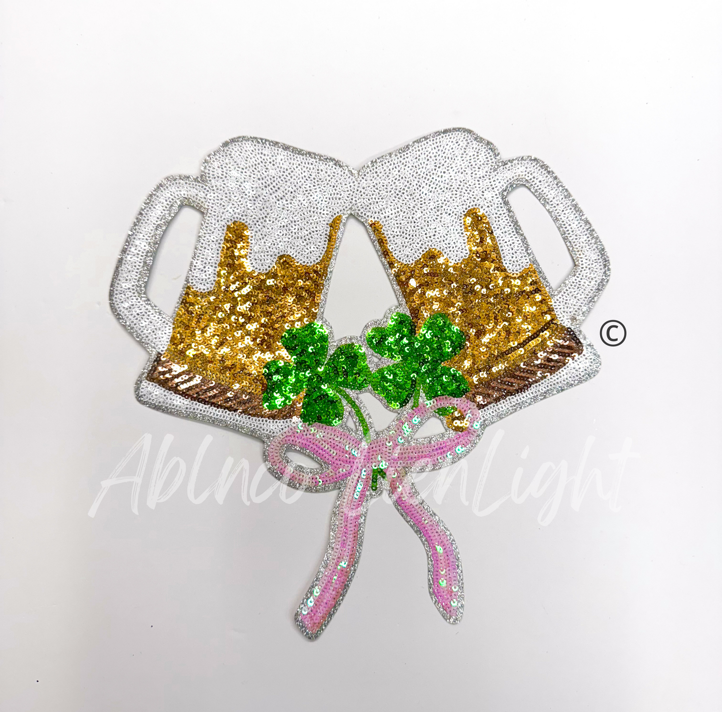Bow Boozy Beer St Patricks Day Sequins Patch