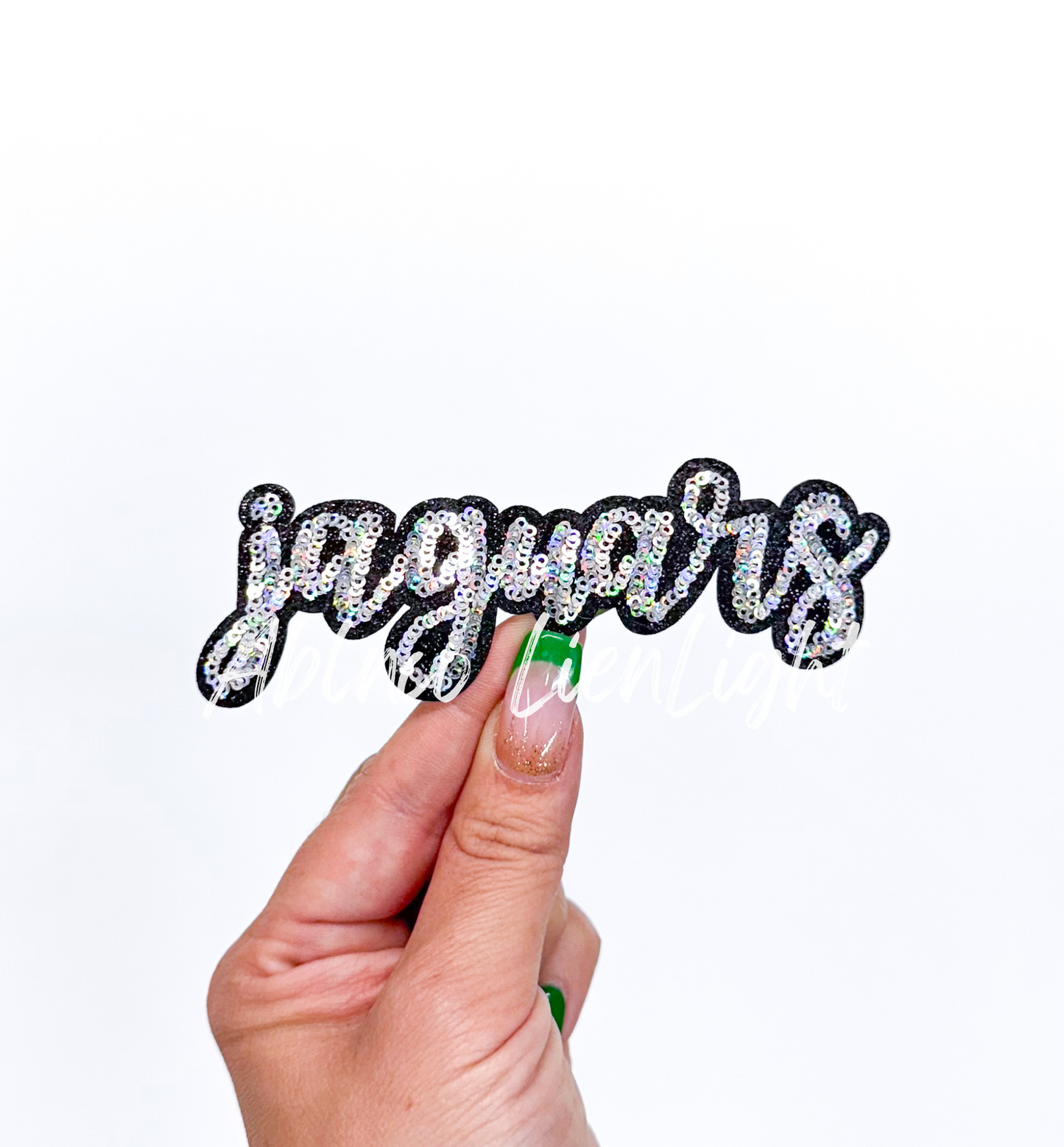 Jaguars Mascot Script Letter Sequin Patch - Small