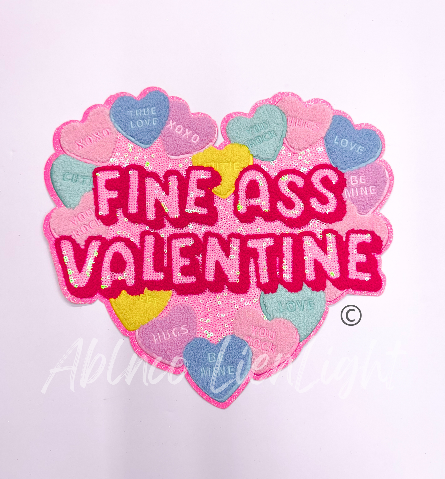 Fine Ass Valentine Candy Hearts Chenille Sequin Patch