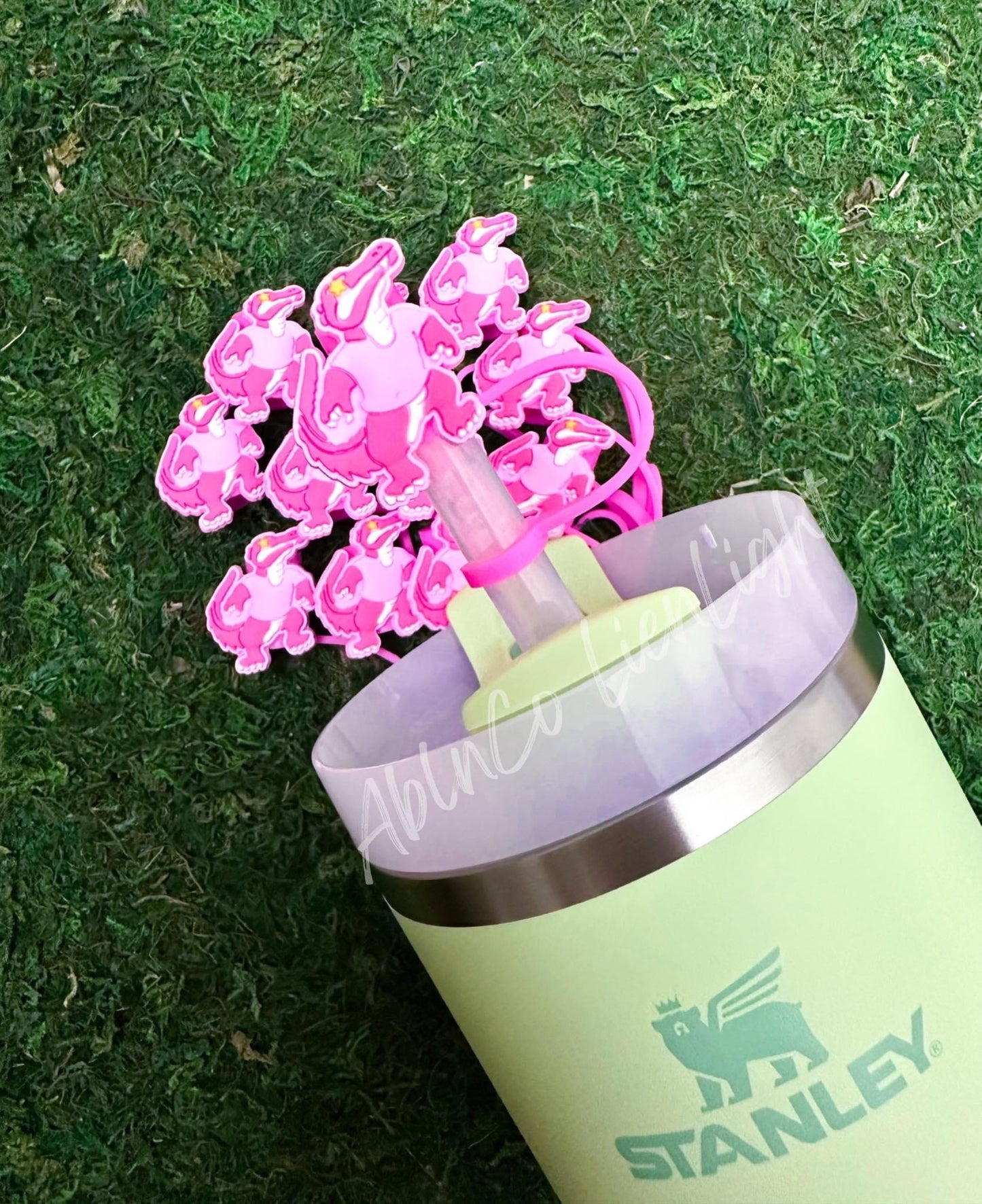 Preppy Pink Mascot™ Gator Tumbler Straw Topper Cap