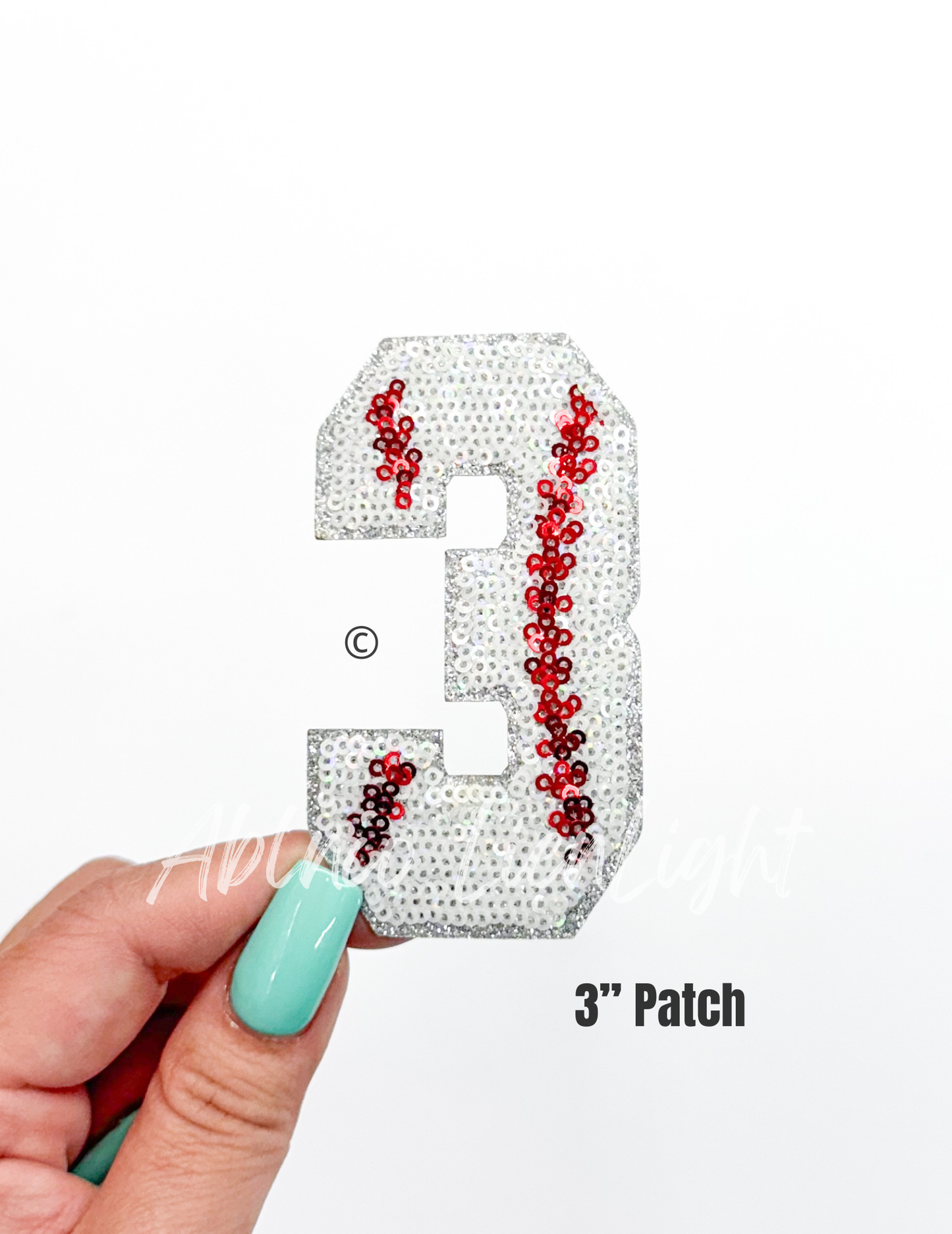 Sequin Baseball Numbers Patch - Small
