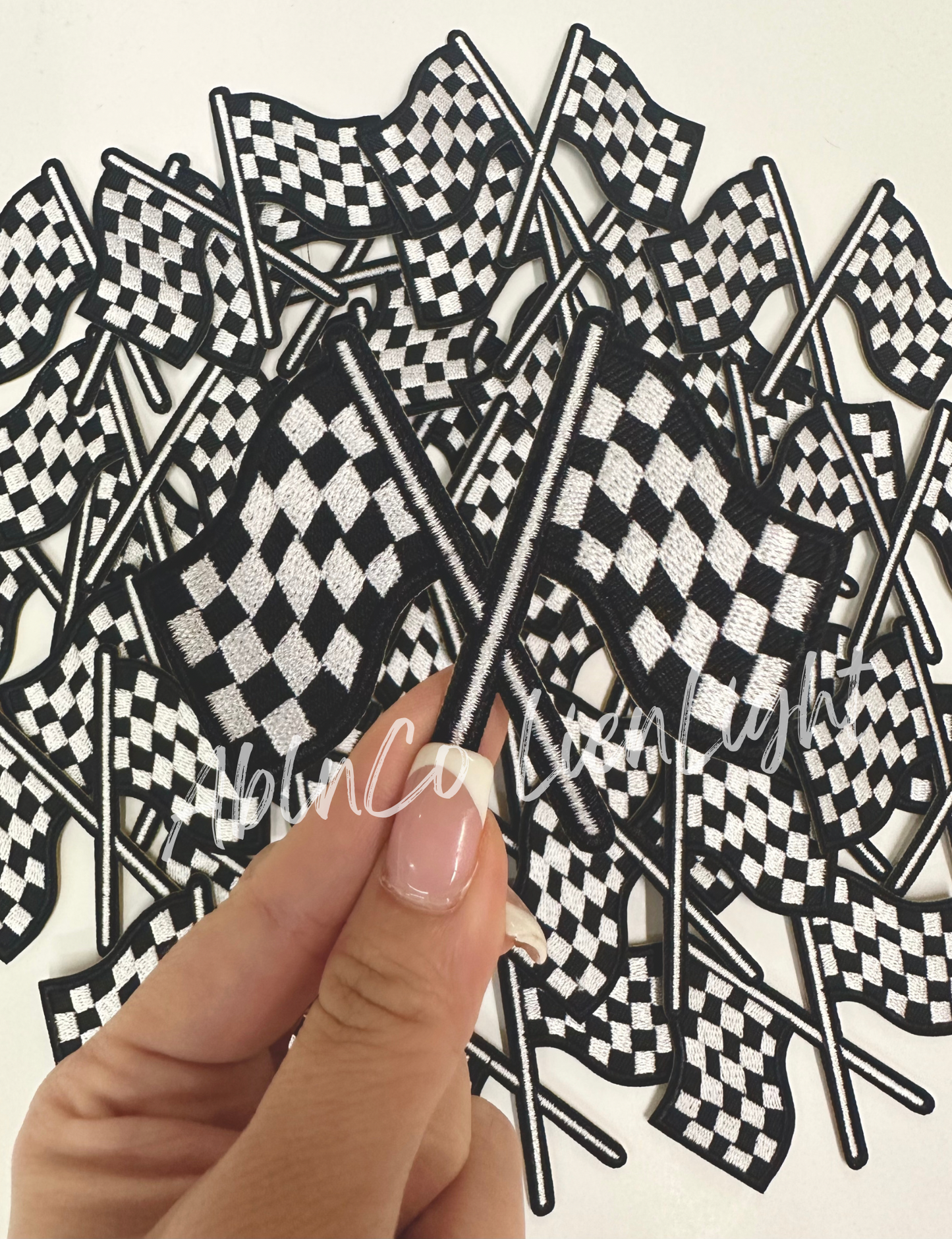 Black Checkered Flag Embroidery Patch