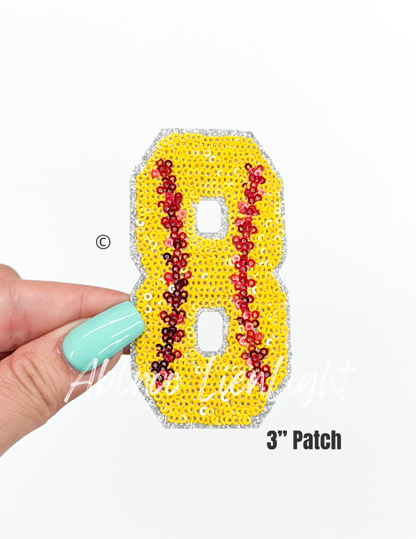 Sequin Softball Numbers Patch - Small