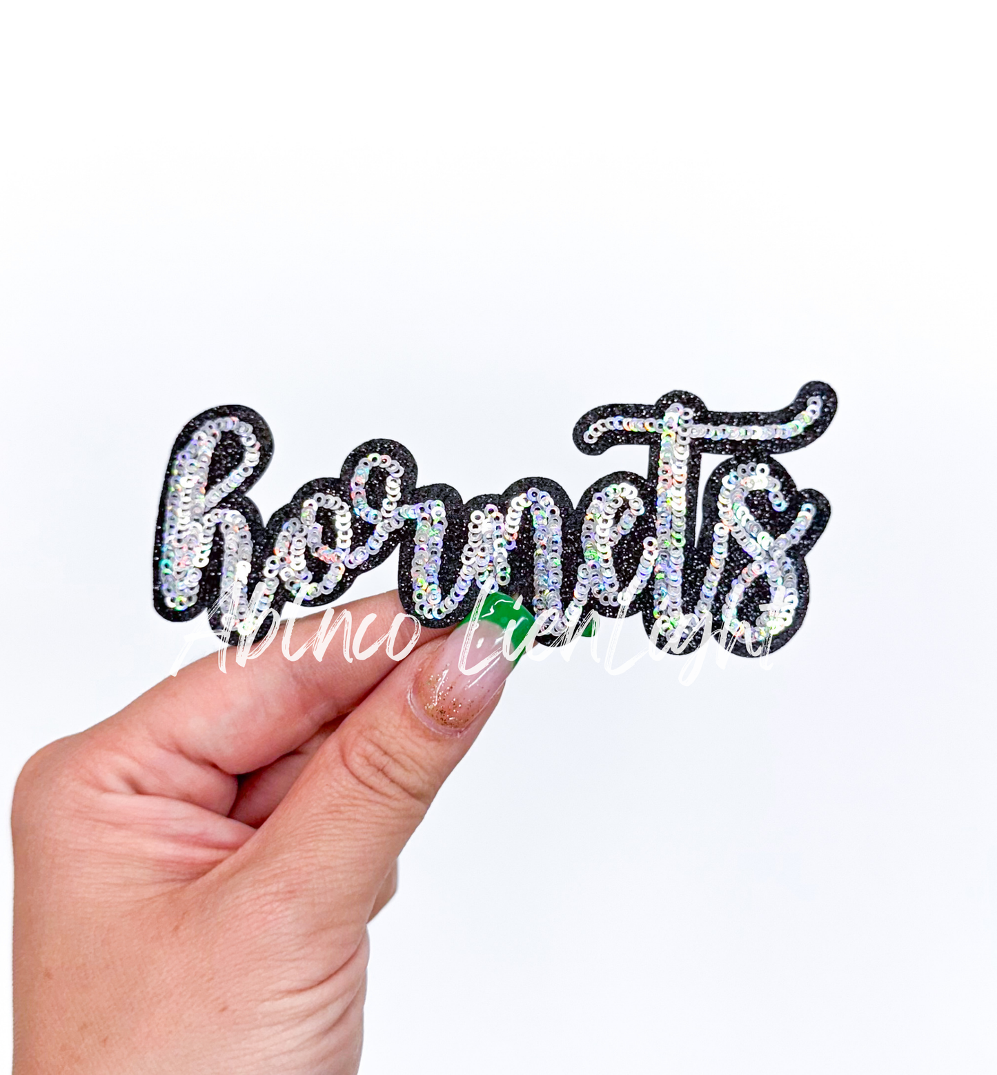 Hornets Mascot Script Letter Sequin Patch - Small