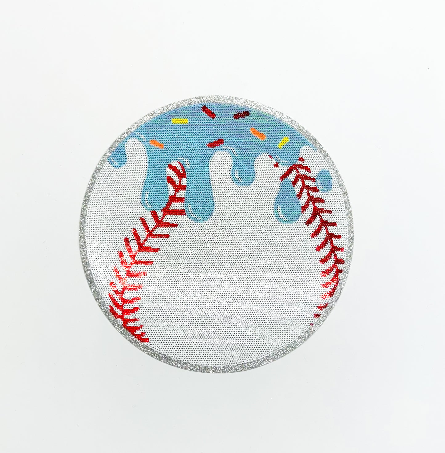 Baseball Drip Ice Cream Ball Sequin Patch - Large