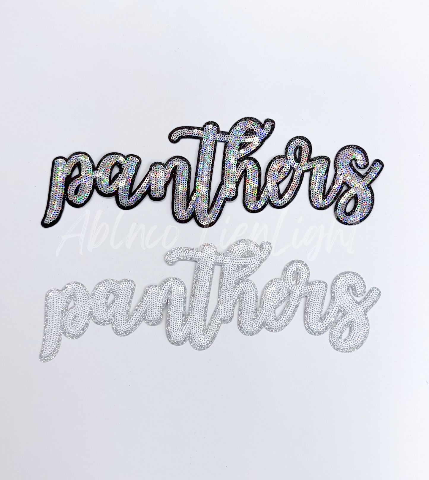 Panthers Cursive Letter Mascot Gameday Sequins Patch
