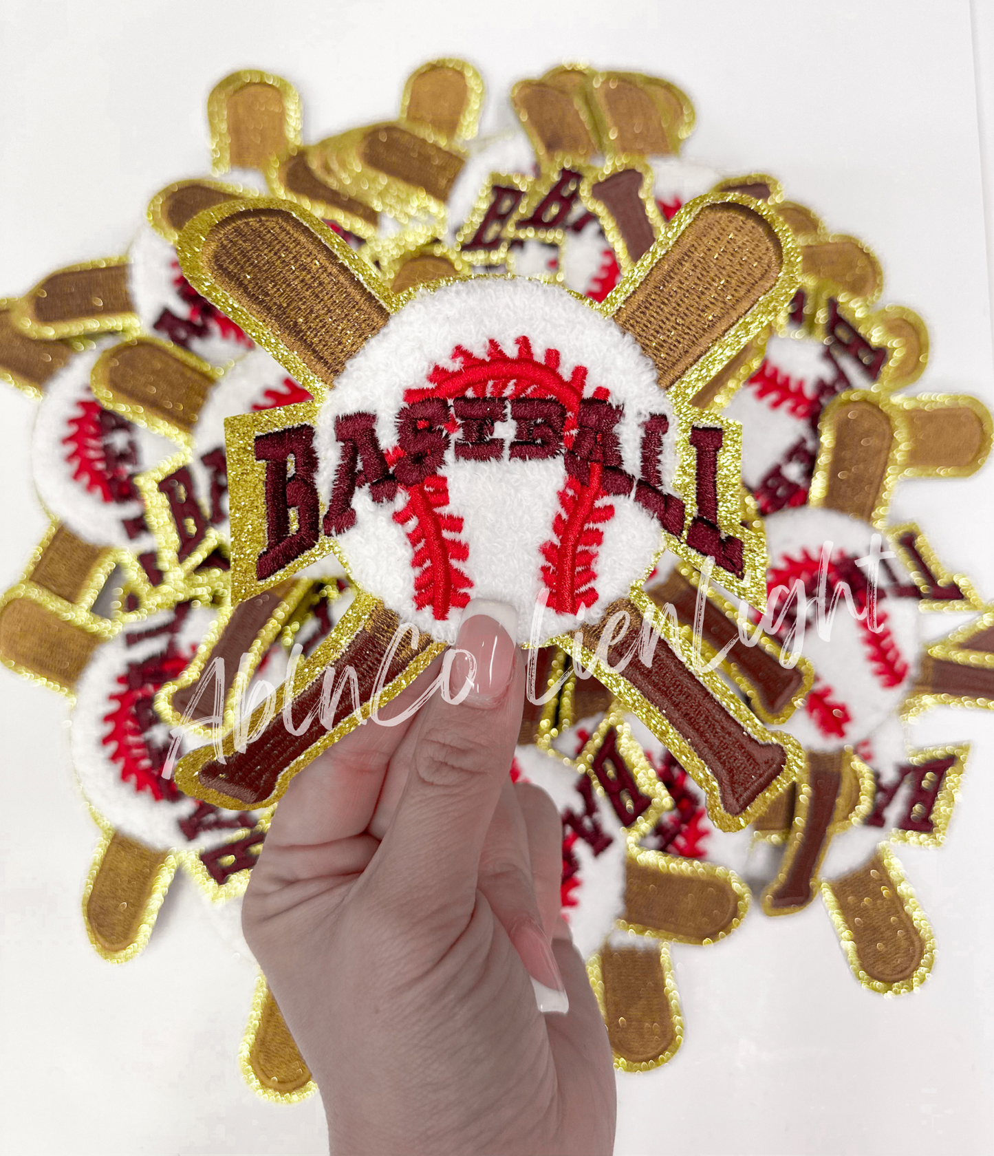 Baseball Bats Chenille Glitter Patch