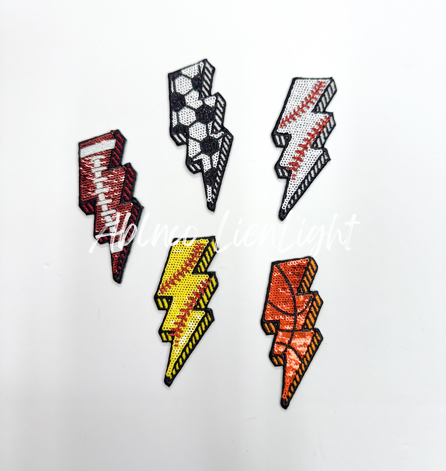 Football Sequins Lightning Bolt Patch