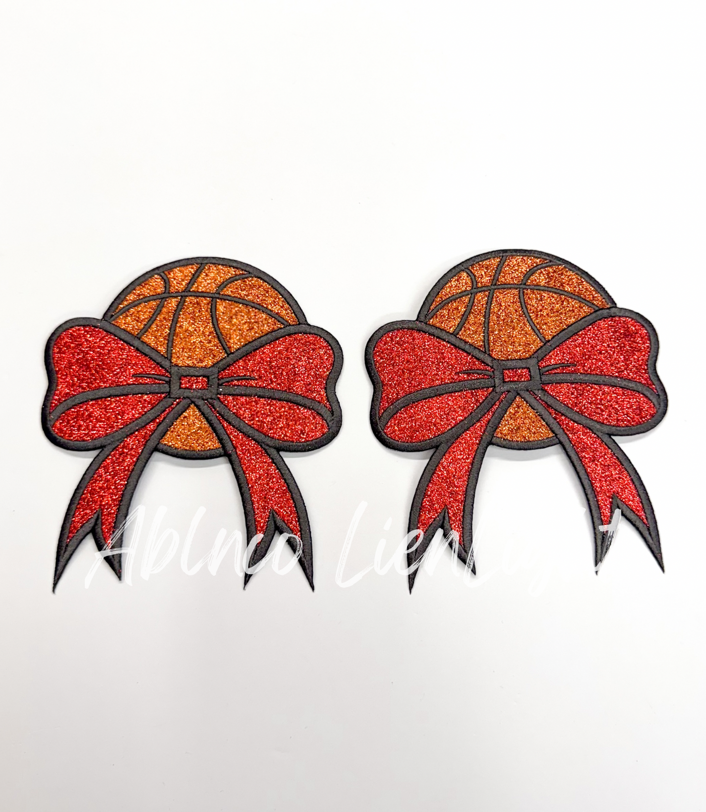 Basketball Glitter Embroidery Side Bows Patch