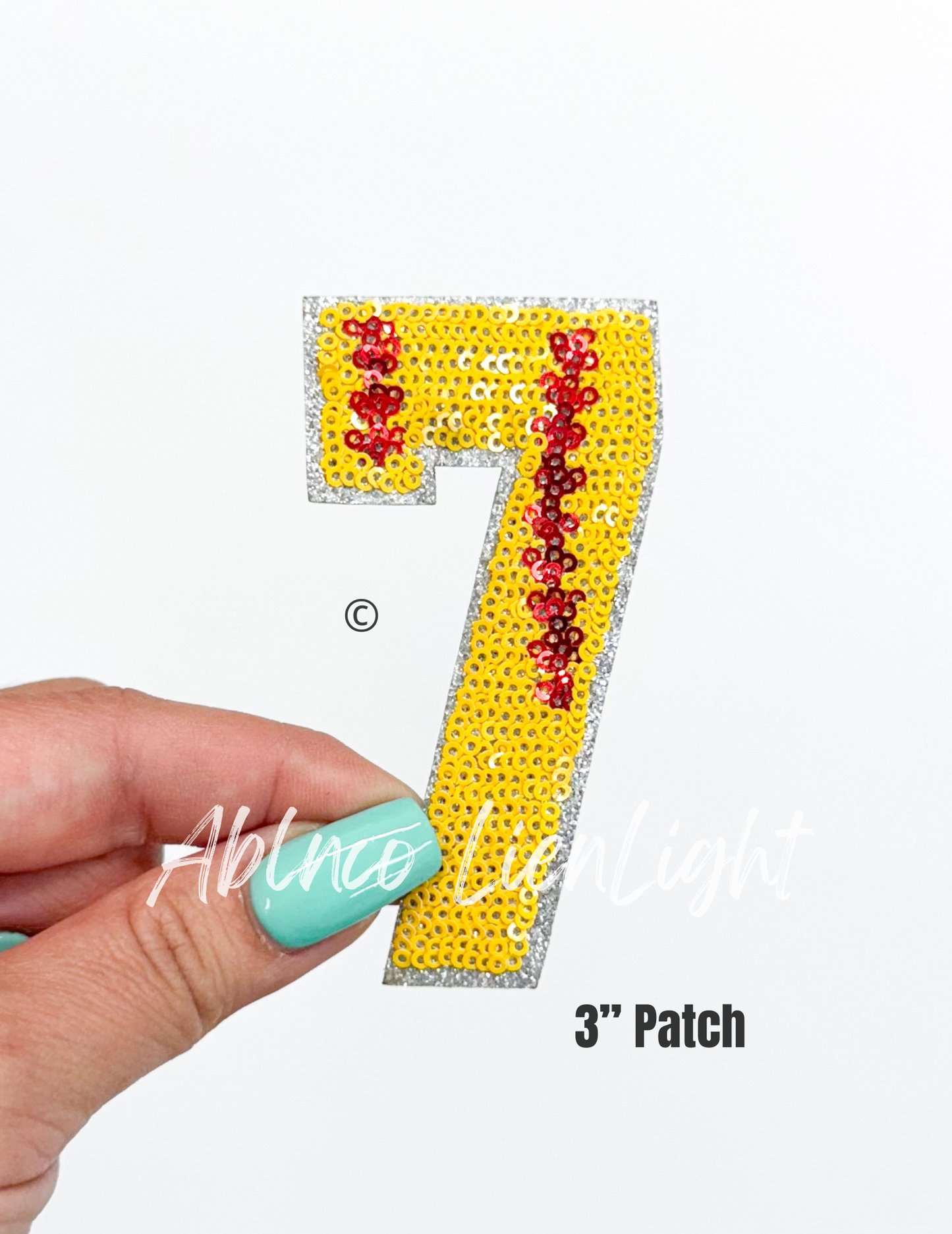 Sequin Softball Numbers Patch - Small