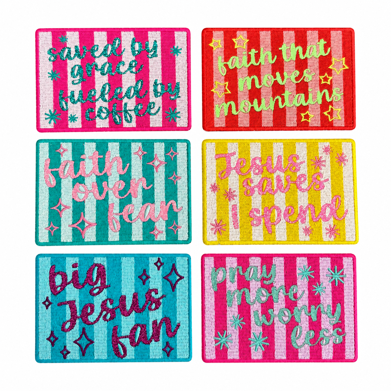 Saved By Grace Fueled By Coffee Glitter Embroidery Patch