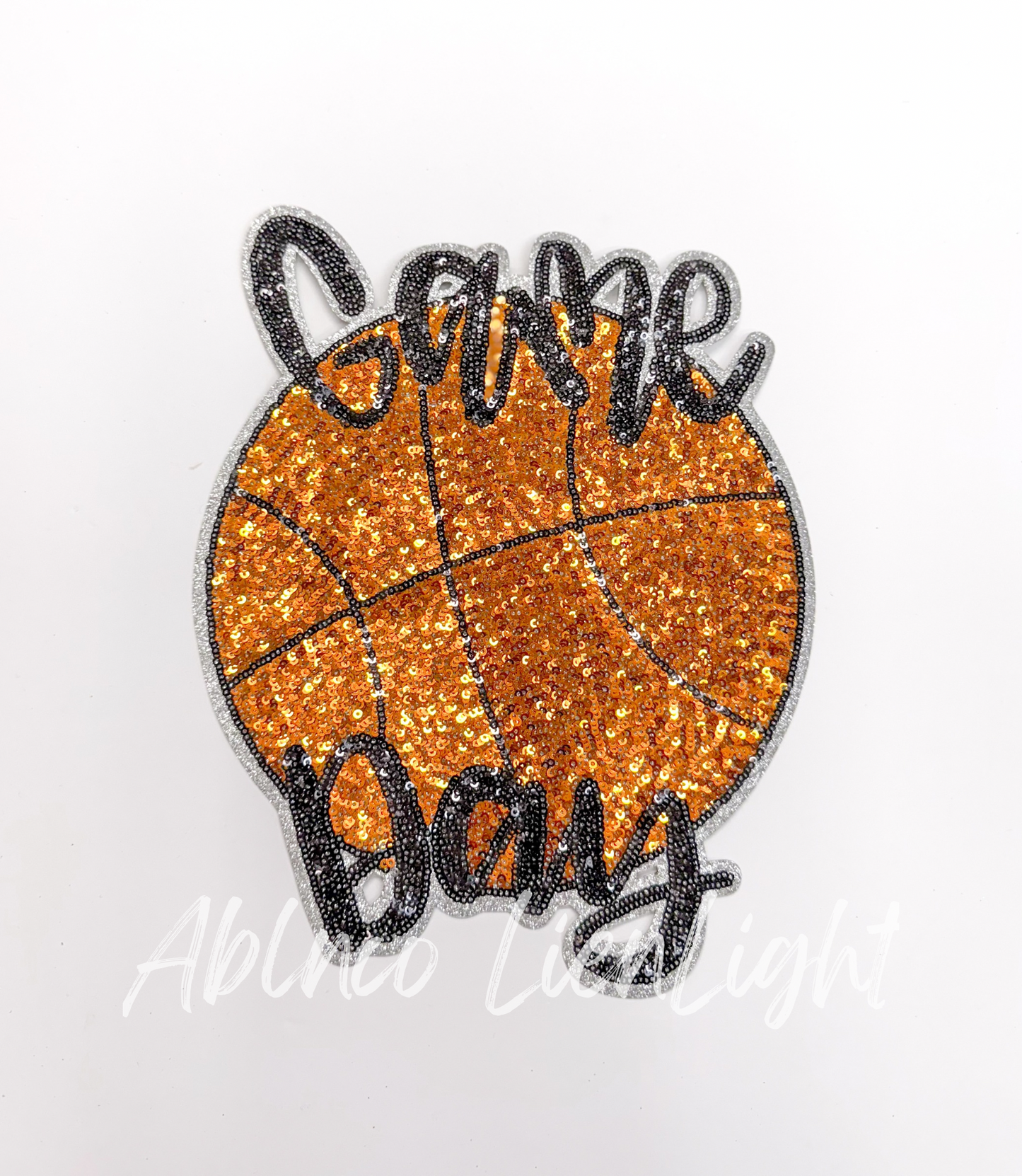 Game Day Basketball Embroidery Sequin Patch - Large