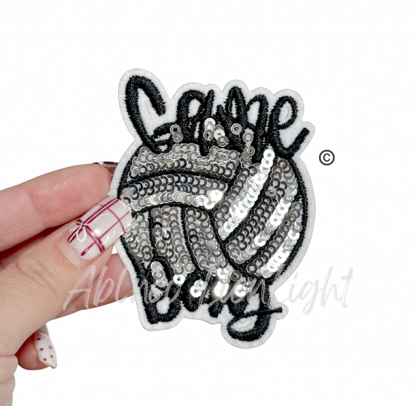 Game Day Volleyball Embroidery Sequin Patch - Small