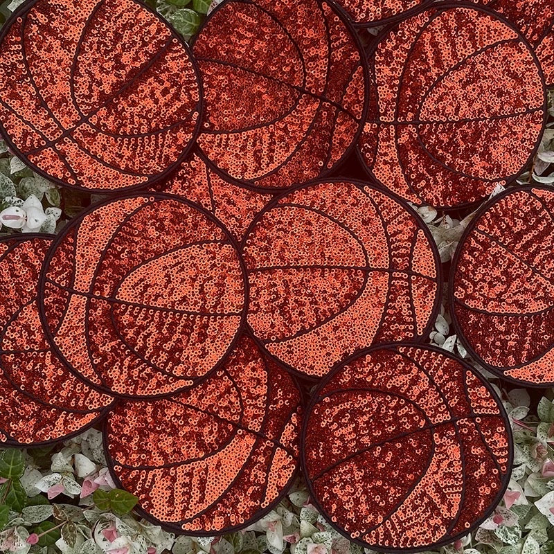 Basketball Sequin Patch - 5”