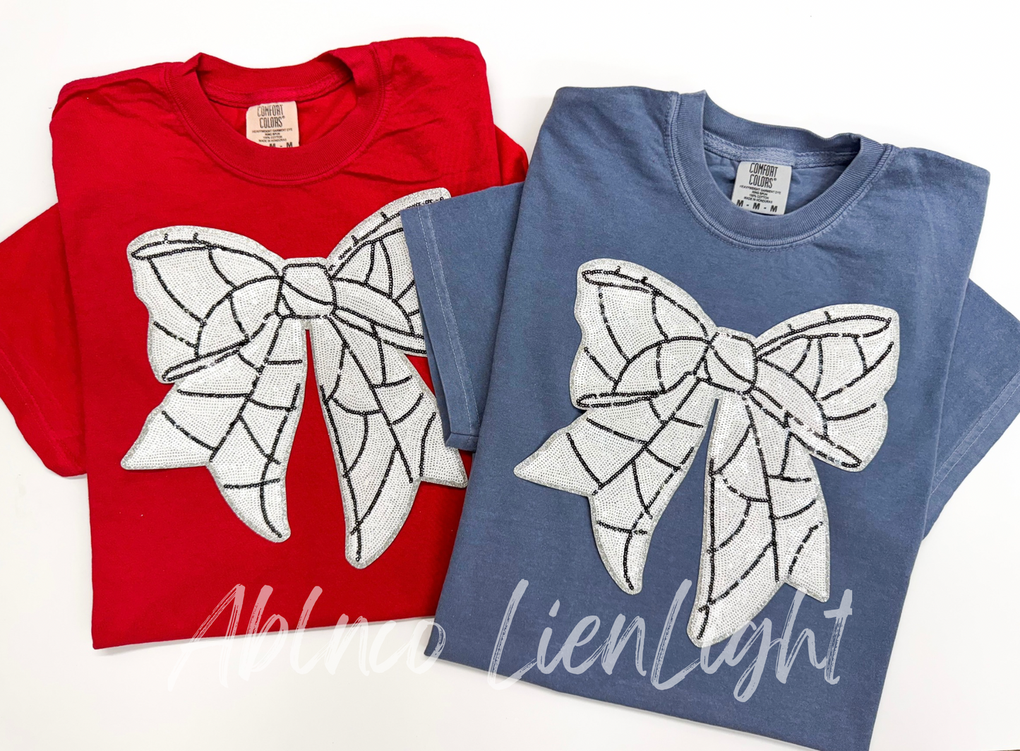 Volleyball Bow Patch Sequins Tshirt