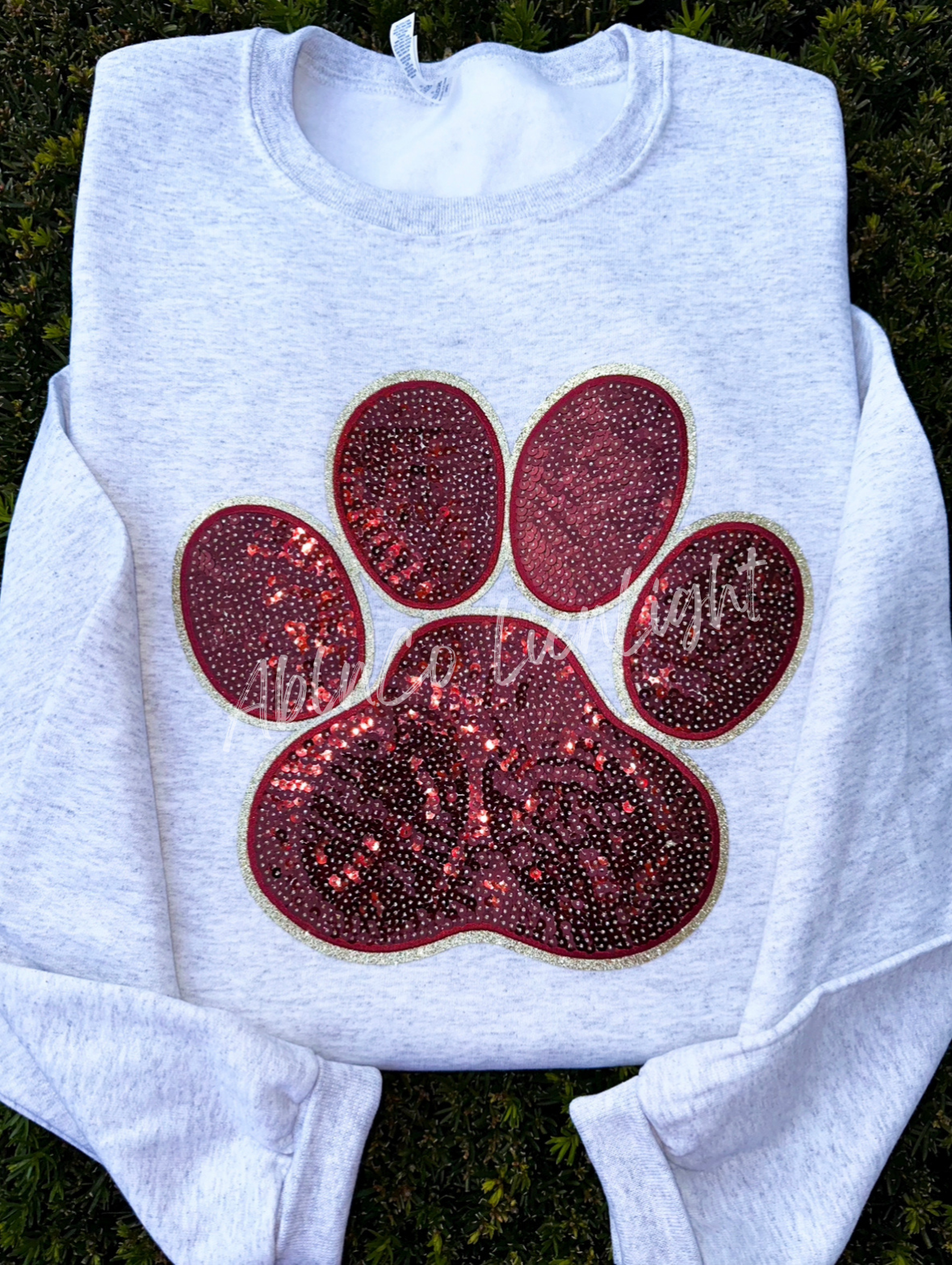 Big Maroon Sequin Paw Print Patch