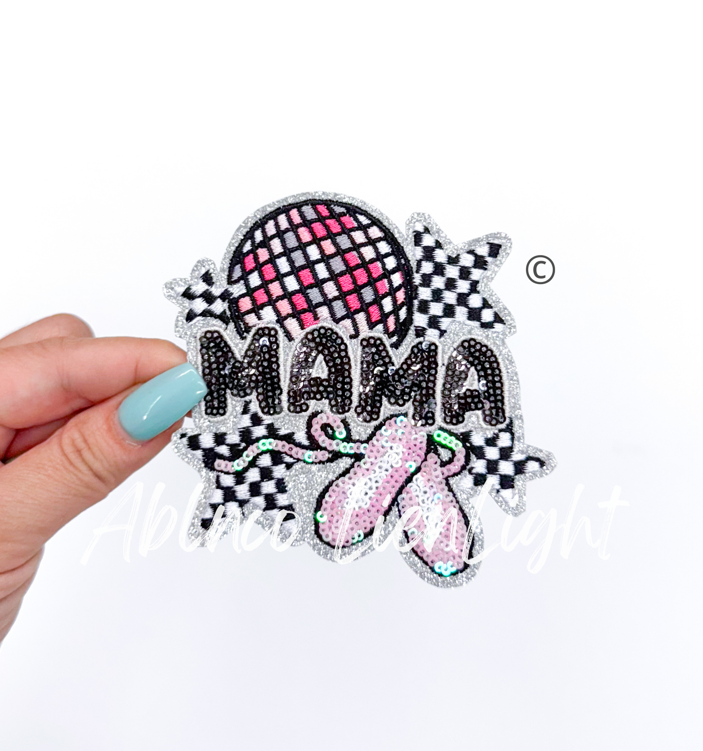 Small Dance Mama Checkered Star Sequins Patch