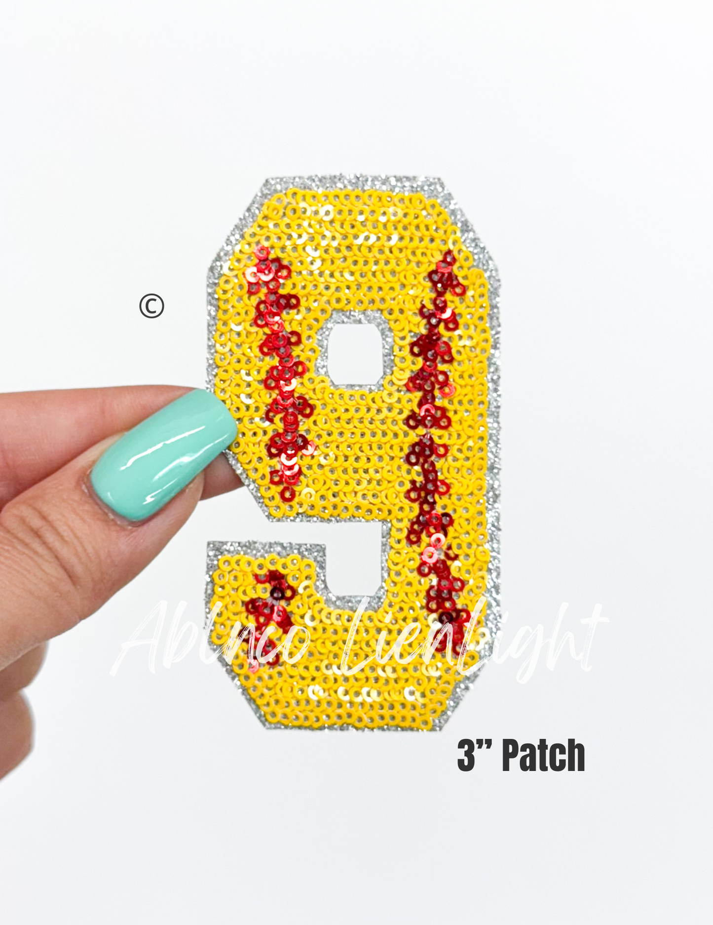 Sequin Softball Numbers Patch - Small