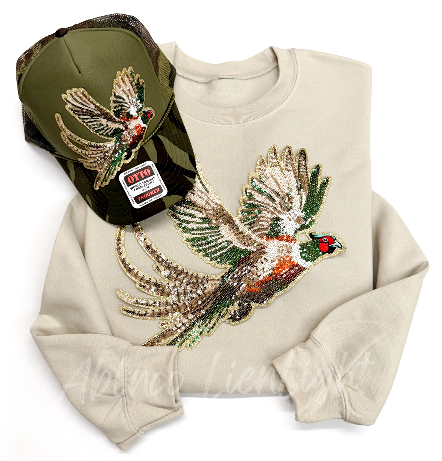 Pheasant Bird Hunting Sequin Patch - Large