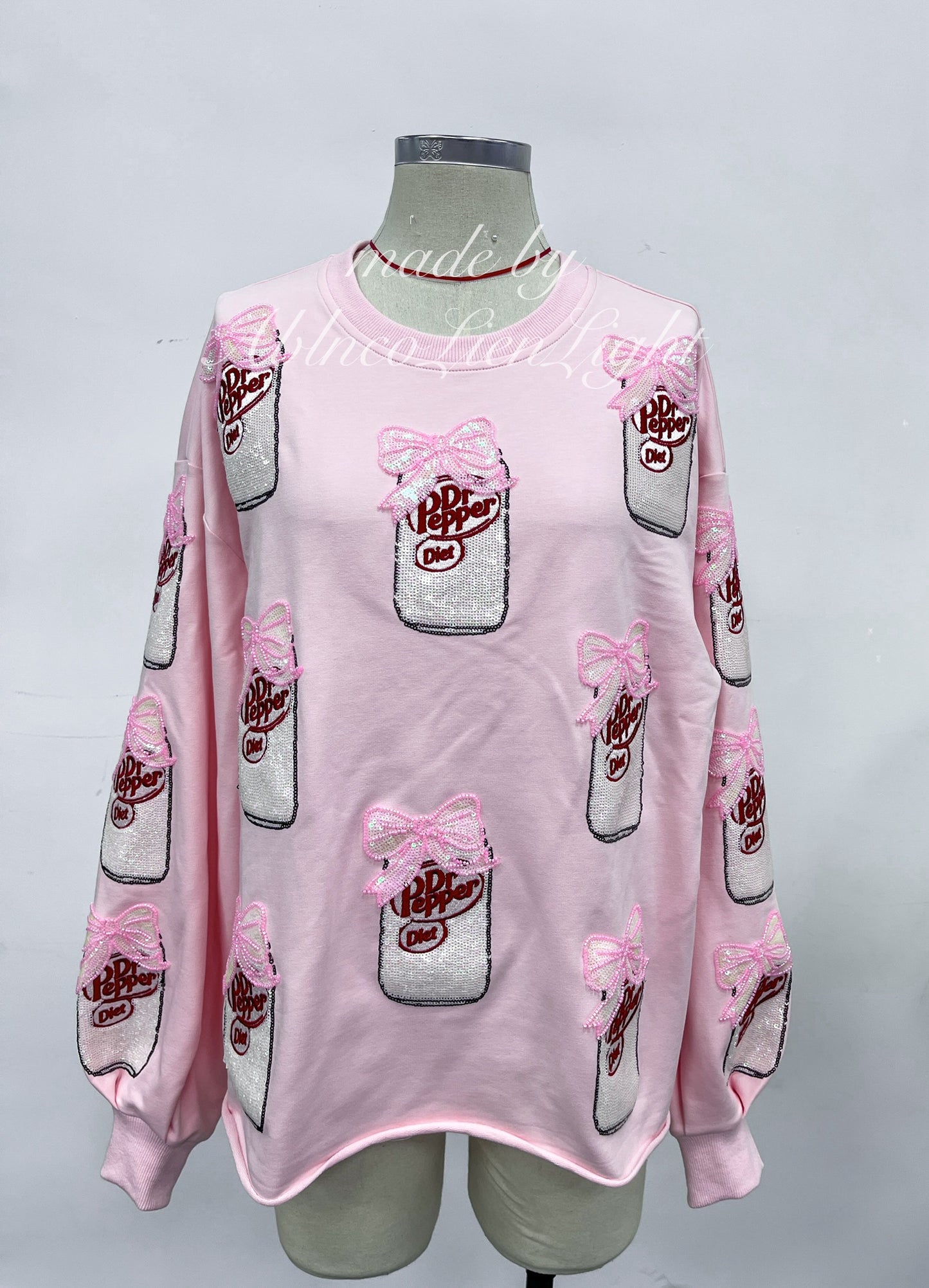 Sparkles Sequins Diet Dr Pepper Bow Pink Sweatshirt
