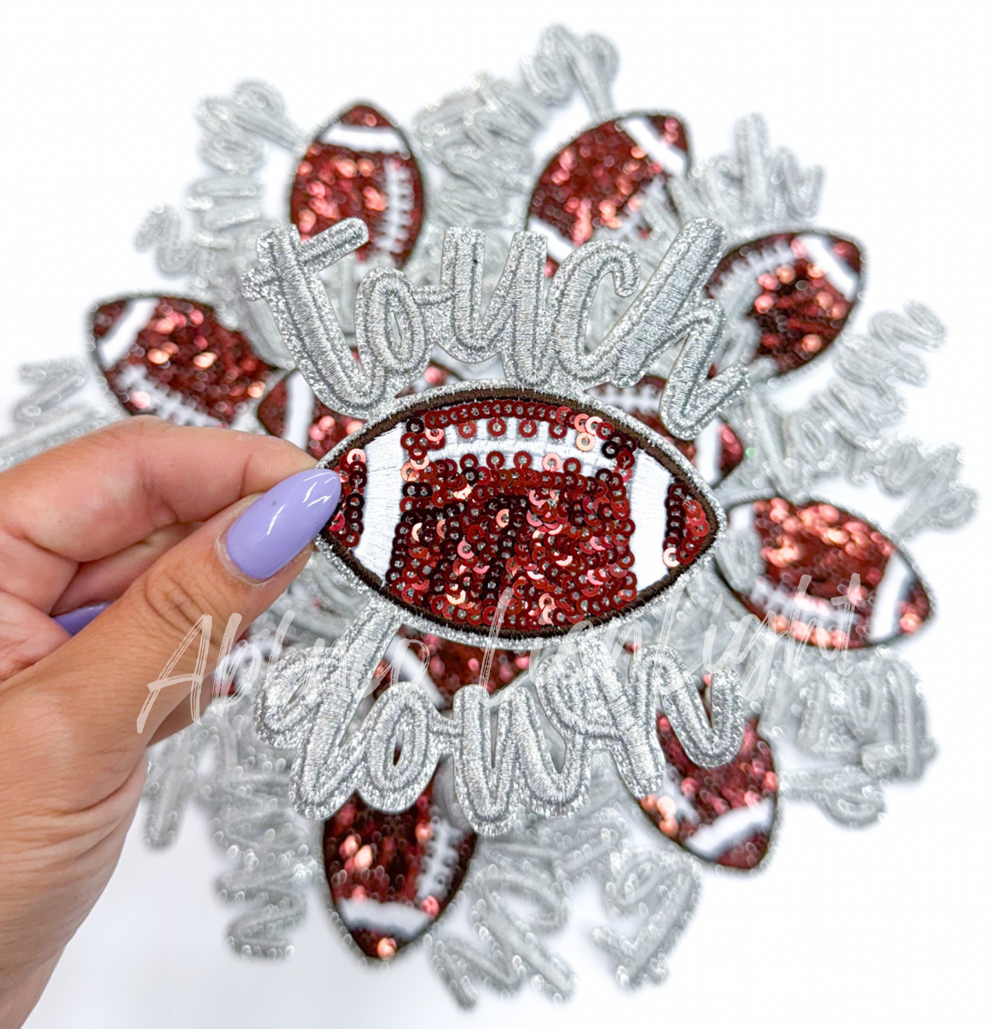 Silver Touchdown Glitter ADHESIVE STICKER Patch