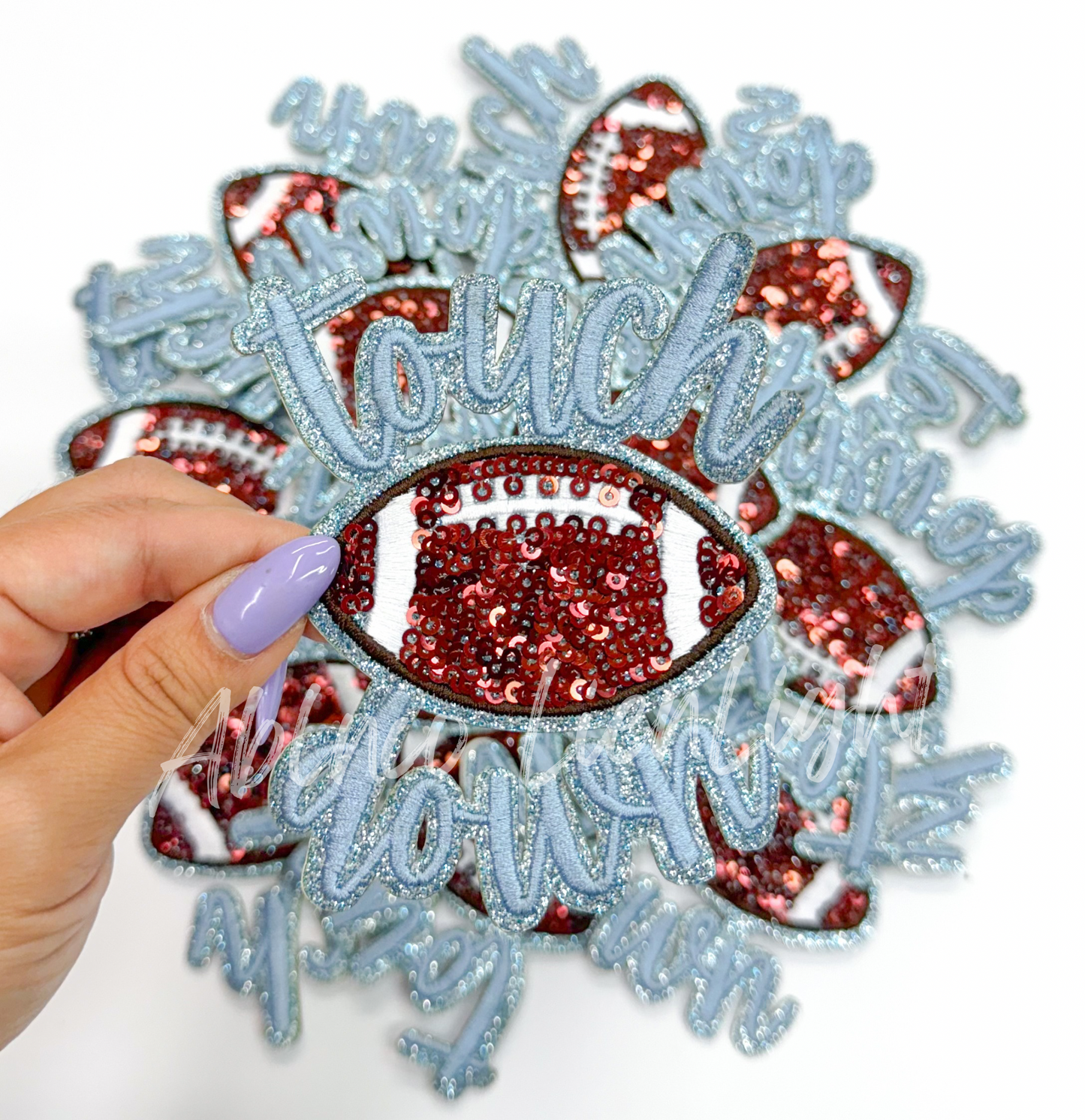 Light Blue Touchdown Glitter ADHESIVE STICKER Patch