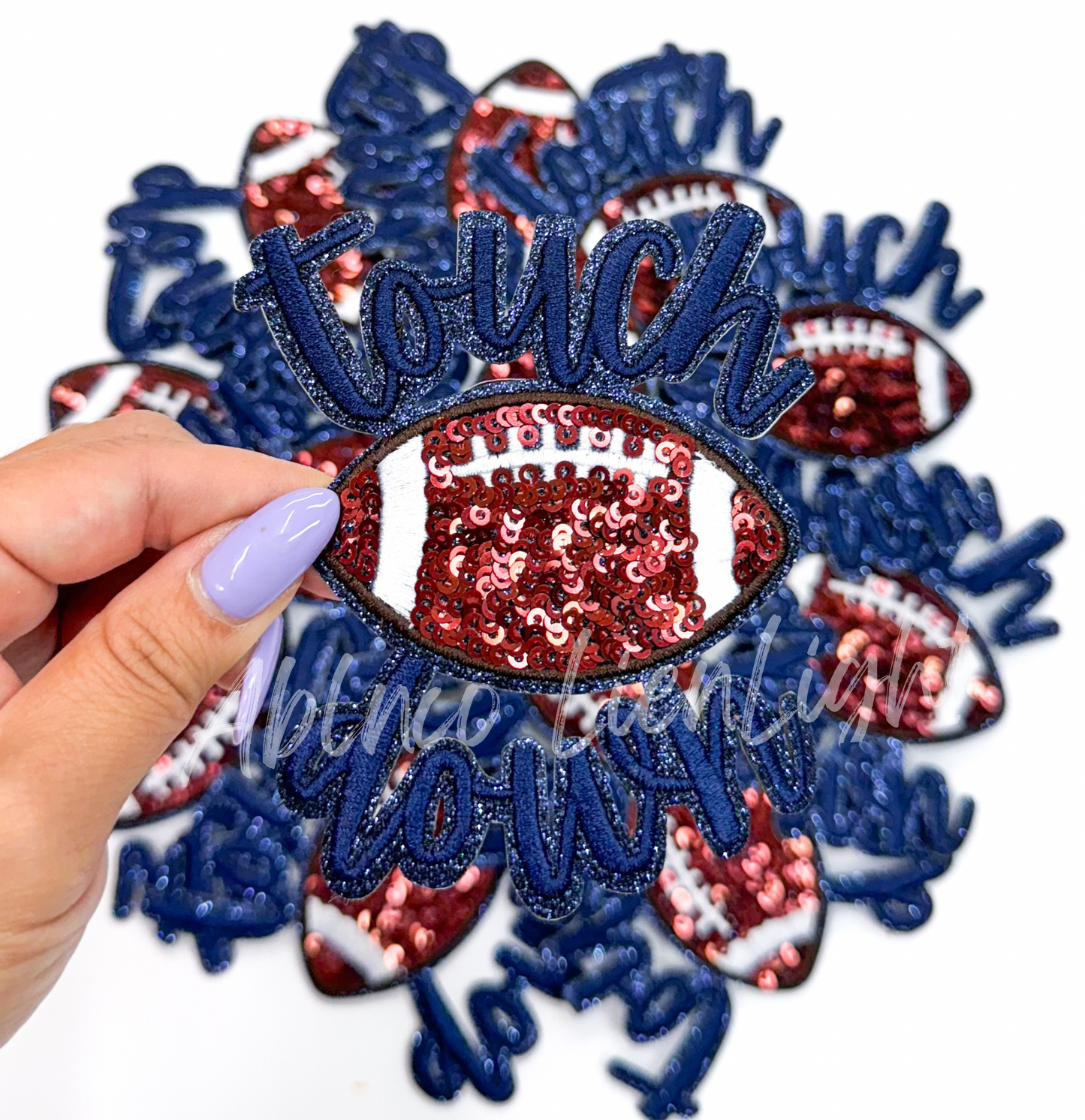 Navy Touchdown Glitter ADHESIVE STICKER Patch