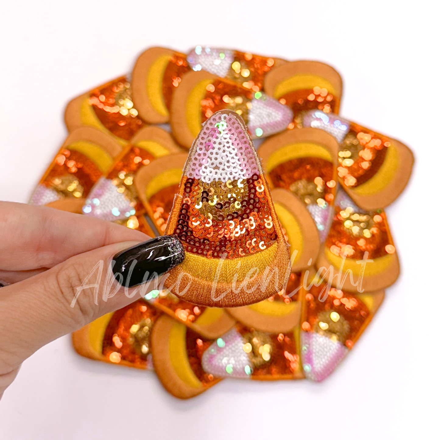 Candy Corn Sequin Halloween Embroidery Patch