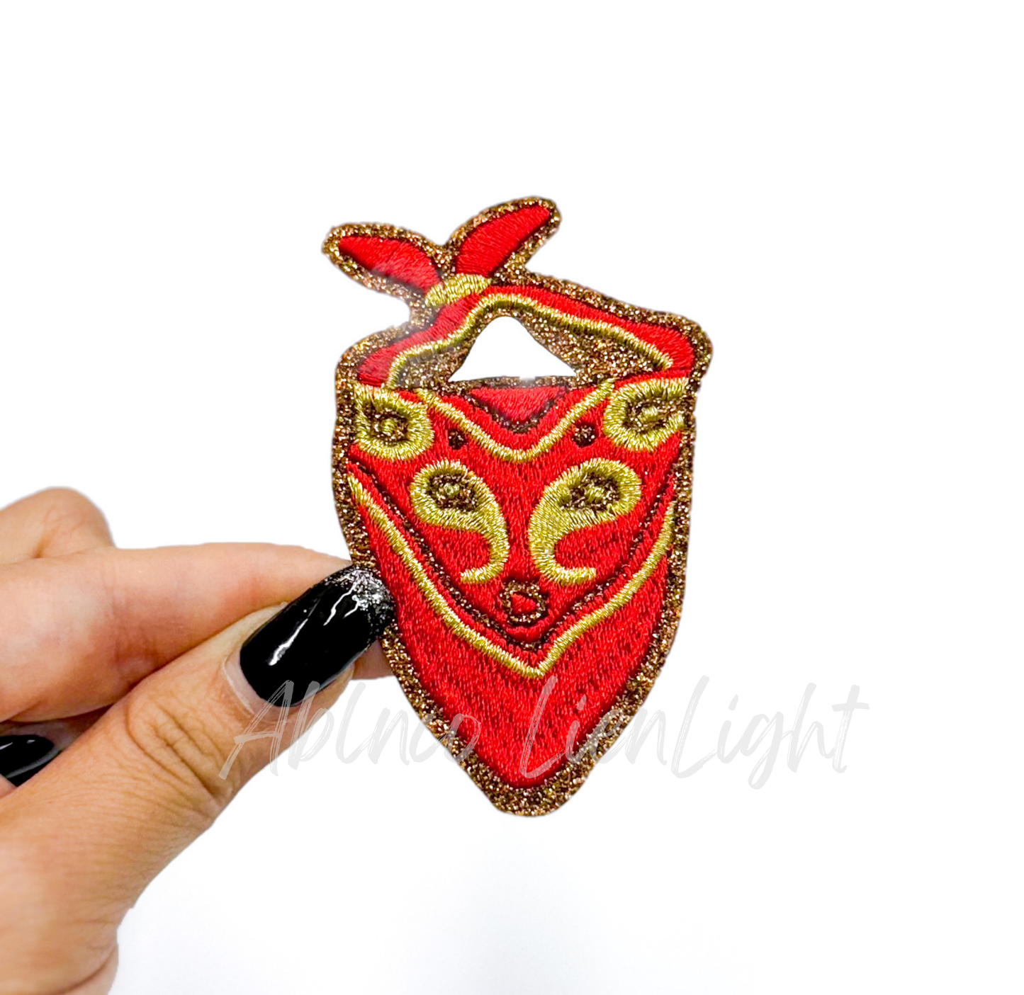 Red Bandana Glitter Embroidery Patch