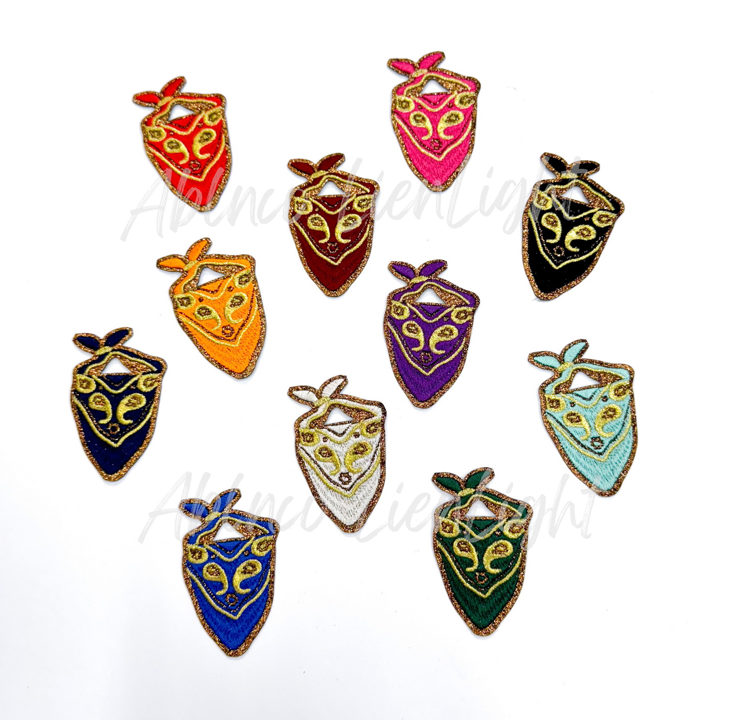 Maroon Bandana Glitter Embroidery Patch