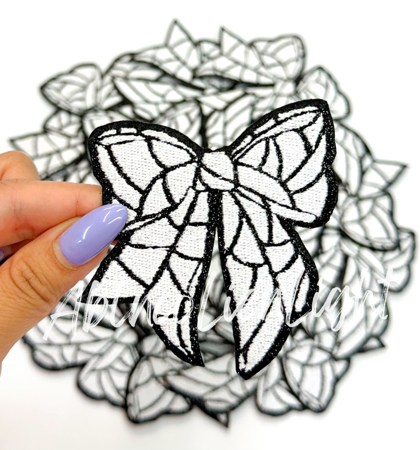 Volleyball Bow Glitter Embroidery Patch