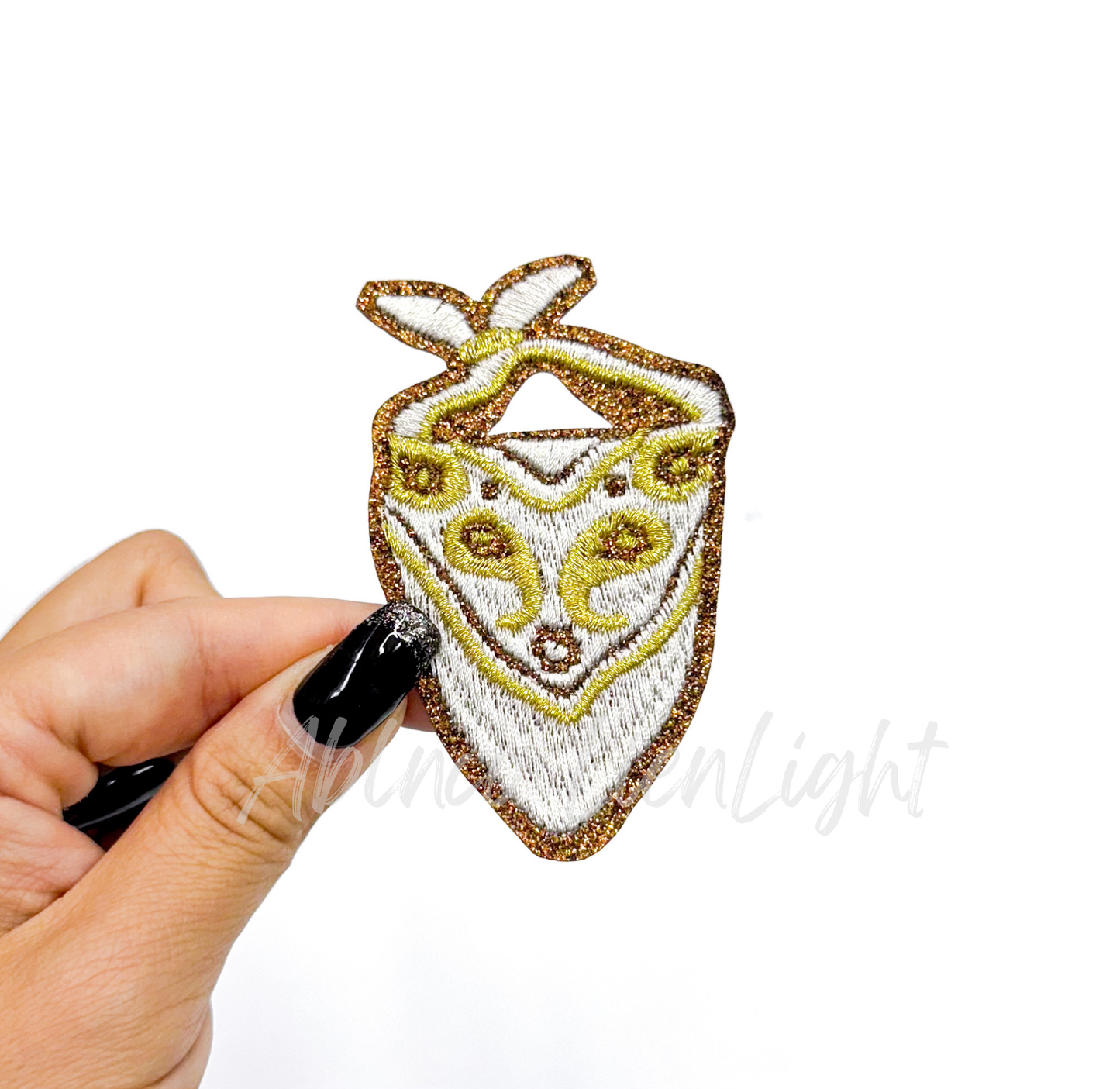 White Bandana Glitter Embroidery Patch