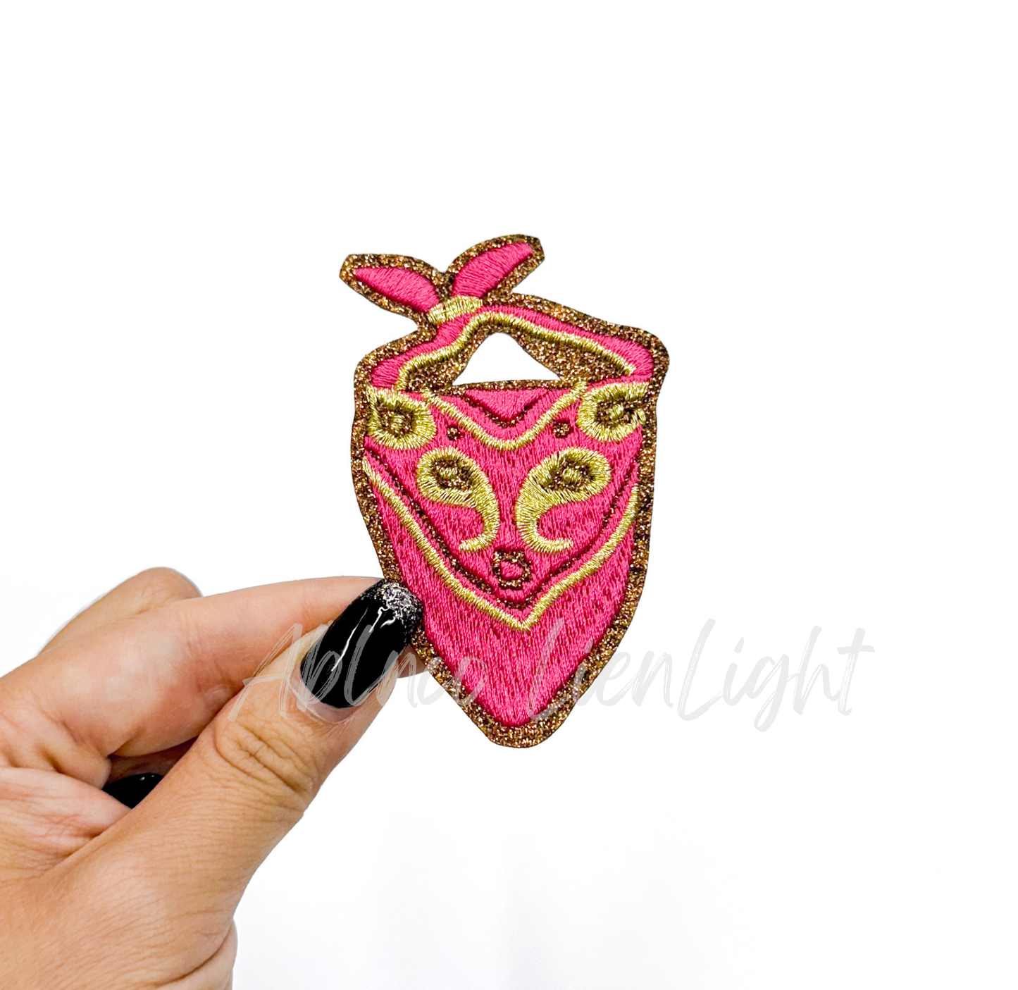 Hot Pink Bandana Glitter Embroidery Patch
