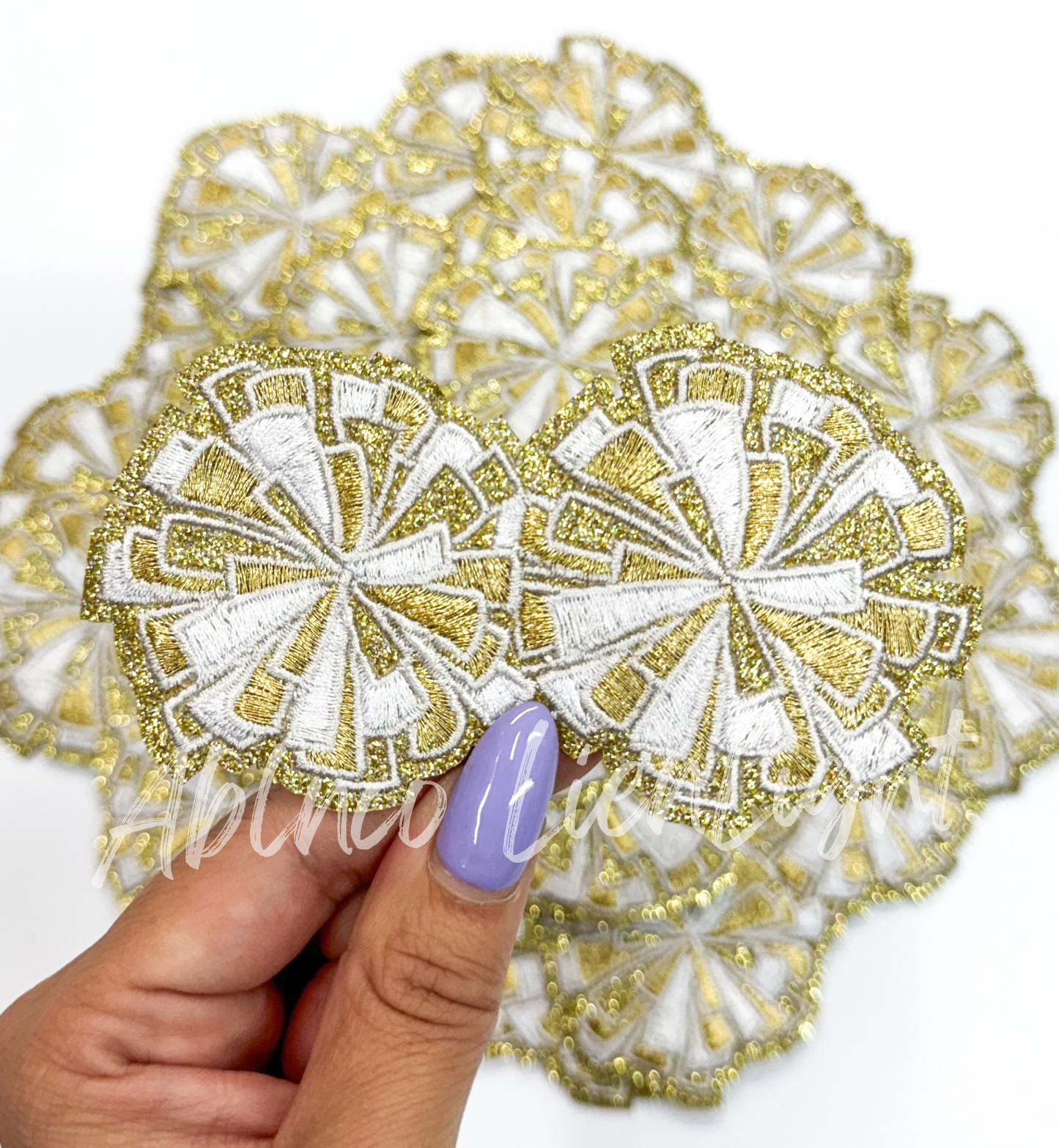 Gold Silver Cheer Pom Pom Embroidery Patch ©️