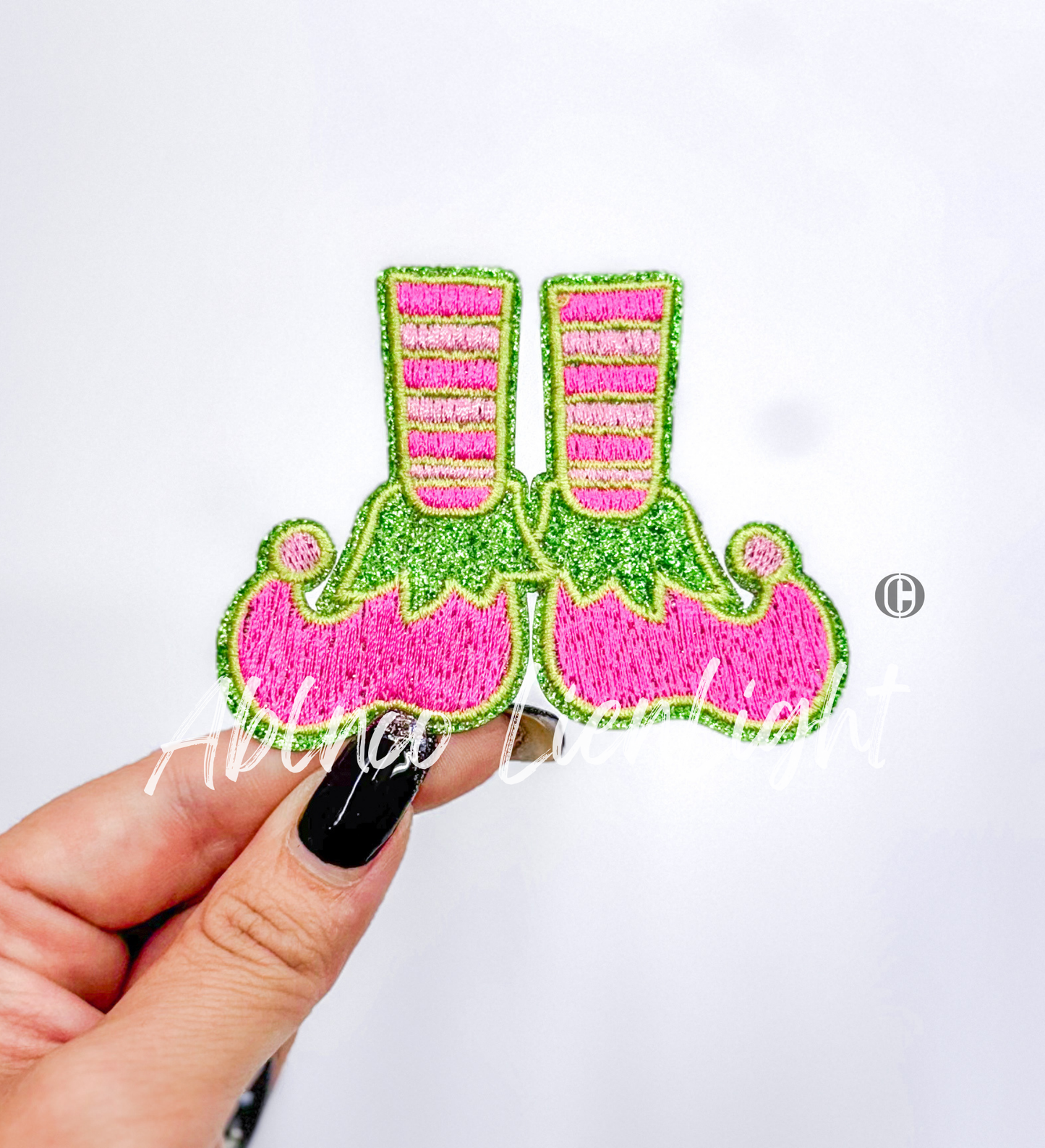 Preppy Elf Shoes Legs©️Christmas Glitter Embroidery Patch