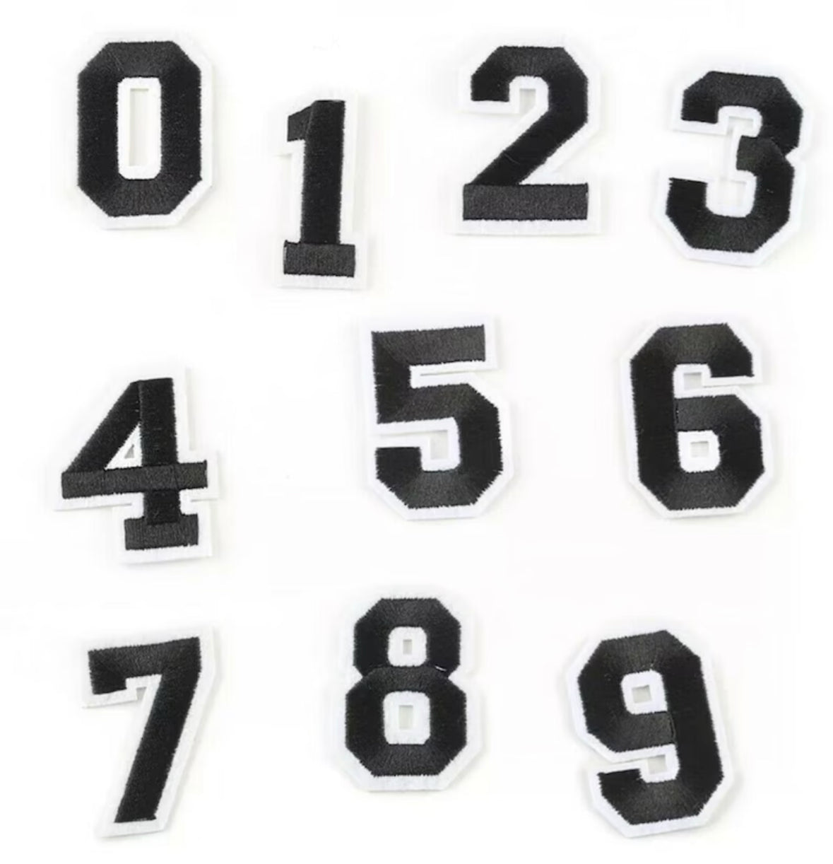 2” Black Numbers Embroidery Patch