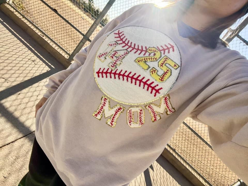Baseball BALL Mom Customized Number Sweatshirt