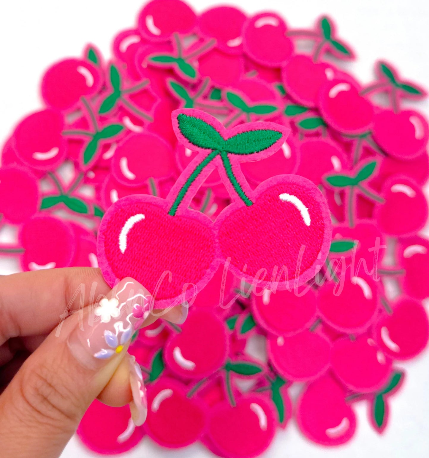 Hot Pink Cherry Embroidery Patch
